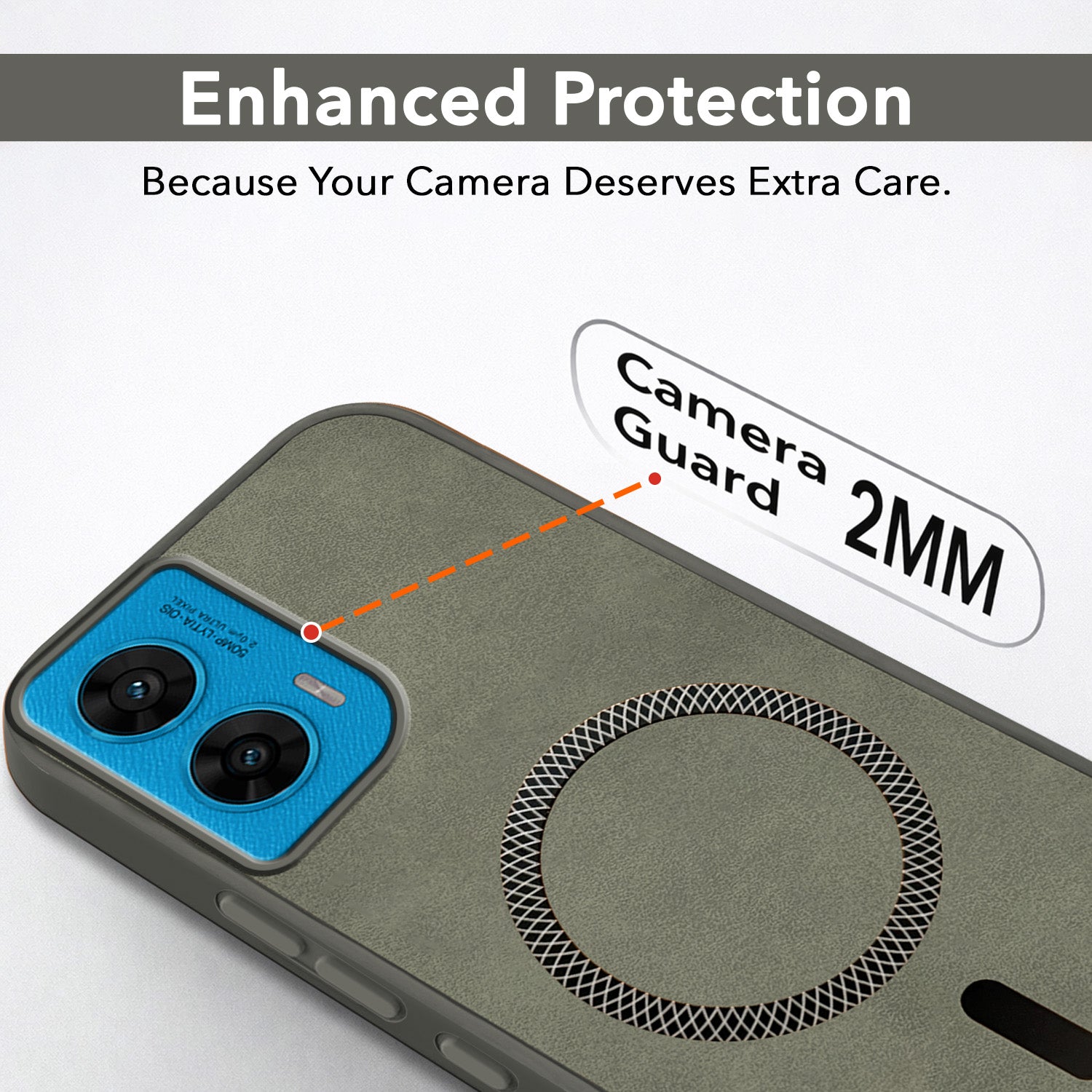For Motorola Moto G96 Back Cover Case Leather Finish (MagSafe Compatible Wireless Charging | Soft Touch | Camera Bump Protection)