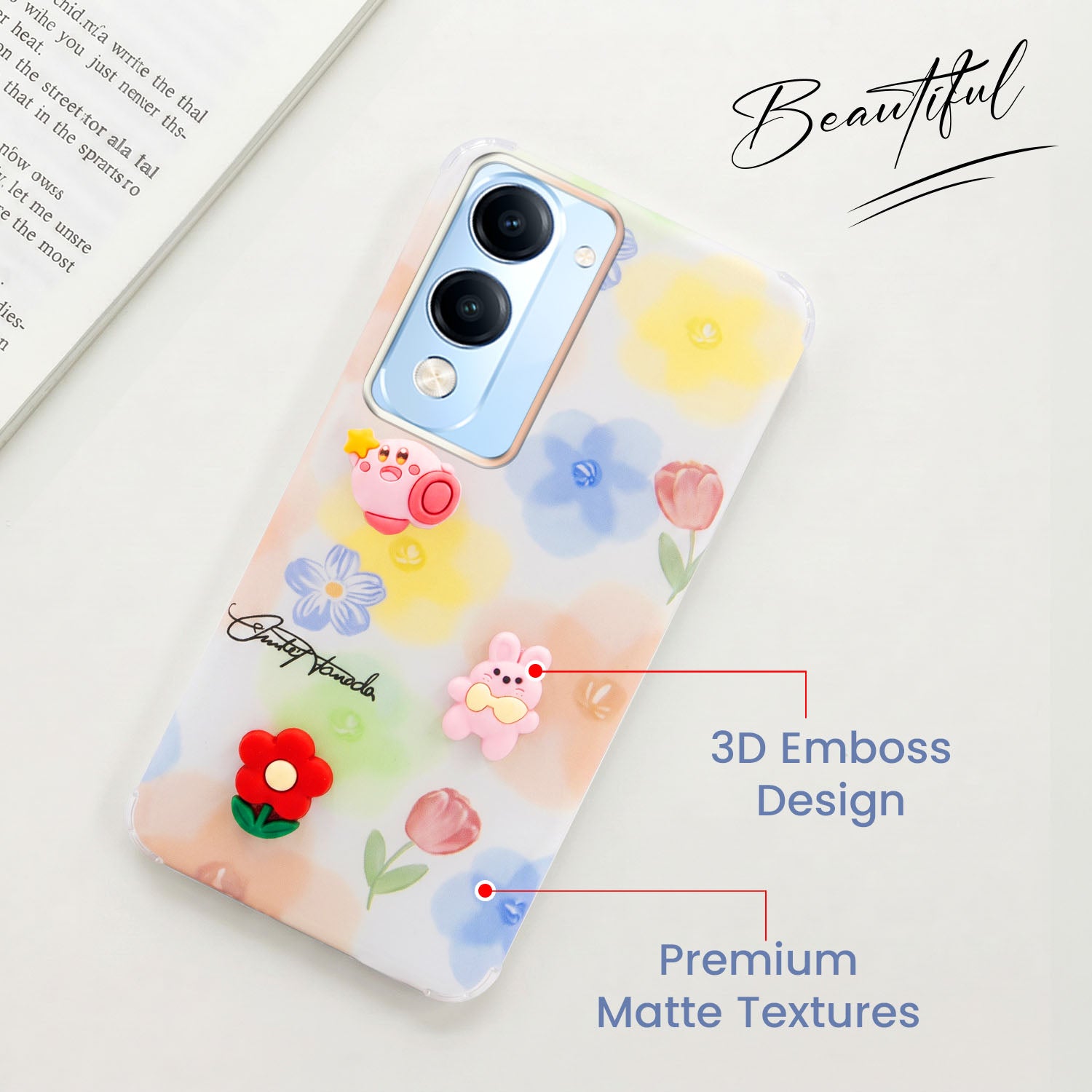For Vivo iQOO Z10 Lite Back Cover Case (3D Cute Cartoons | Hard Back Side Soft | Matte Premium Finish | HD Printing)