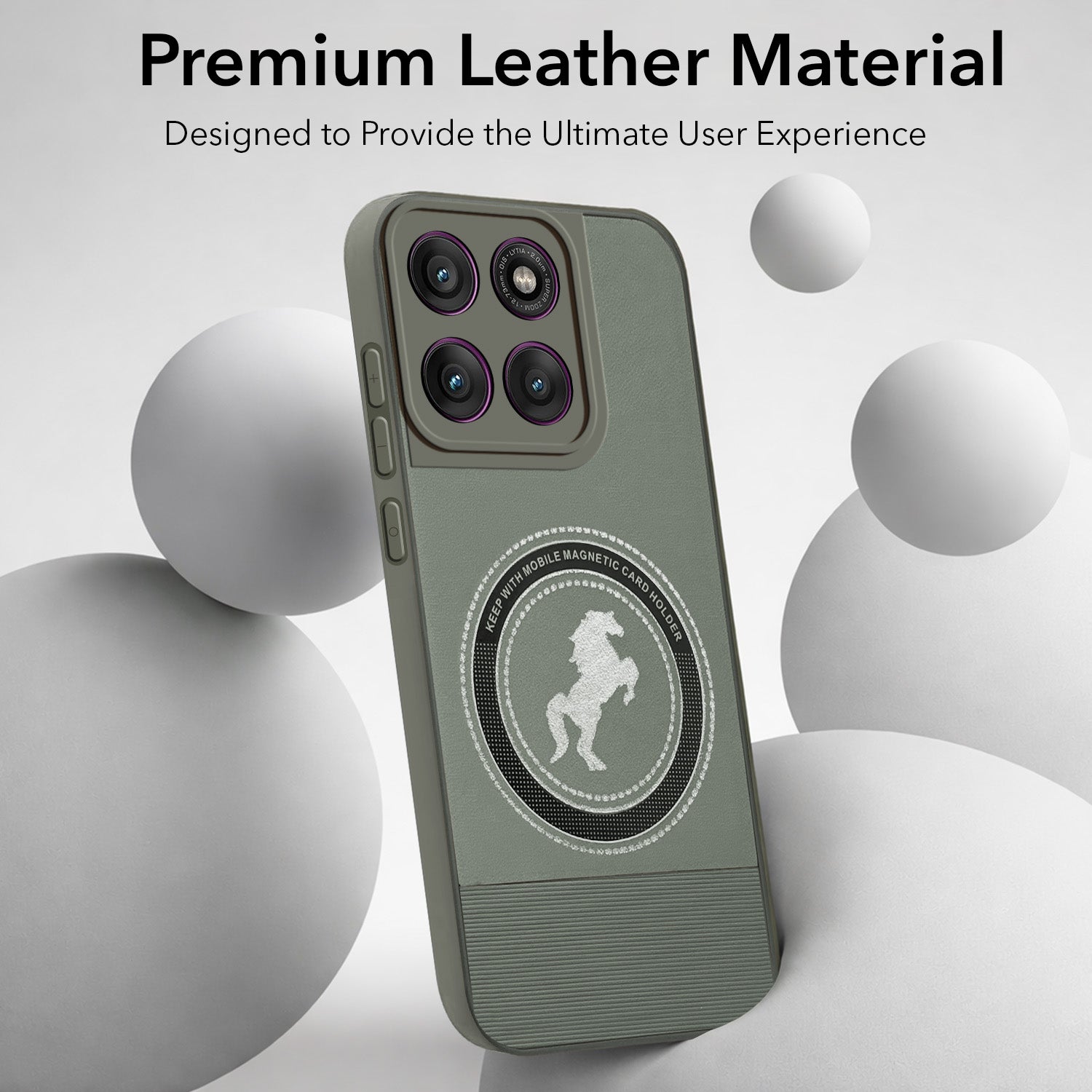 For Motorola Moto Edge 60 Pro Back Cover Case PU Leather Finish (Professional Minimalist Texture | MagSafe Compatile | Camera Protection | Sleek Sober Formal)
