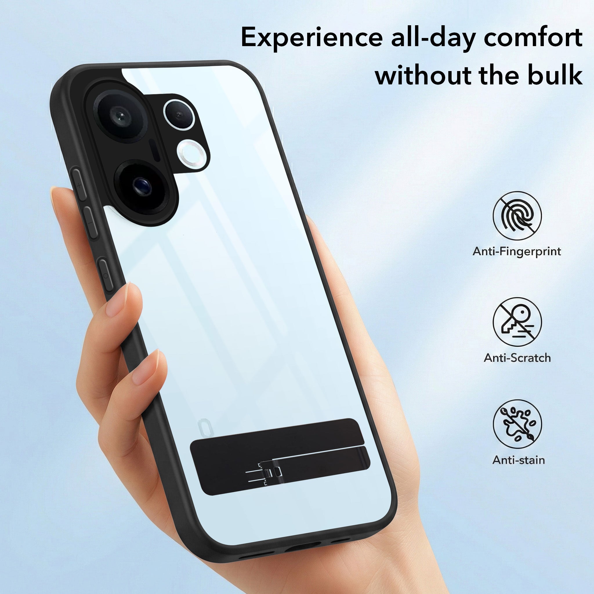 For Vivo X200 FE Back Cover Case (Built-in Stand | Lifetime Anti Yellow | Kickstand Shockproof | Camera Protection | MagSafe Compatible)