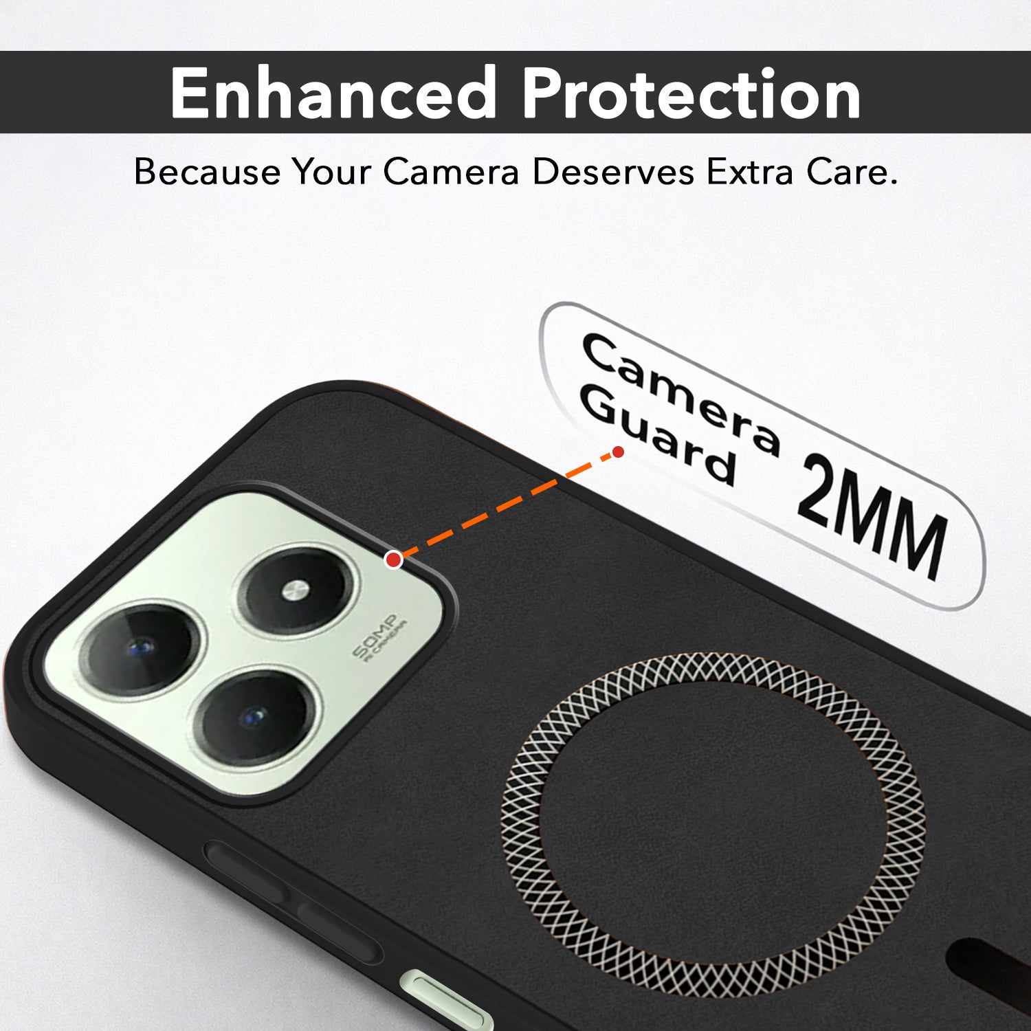 For Realme C63 4G Back Cover Case Leather Finish (MagSafe Compatible Wireless Charging | Soft Touch | Camera Bump Protection)
