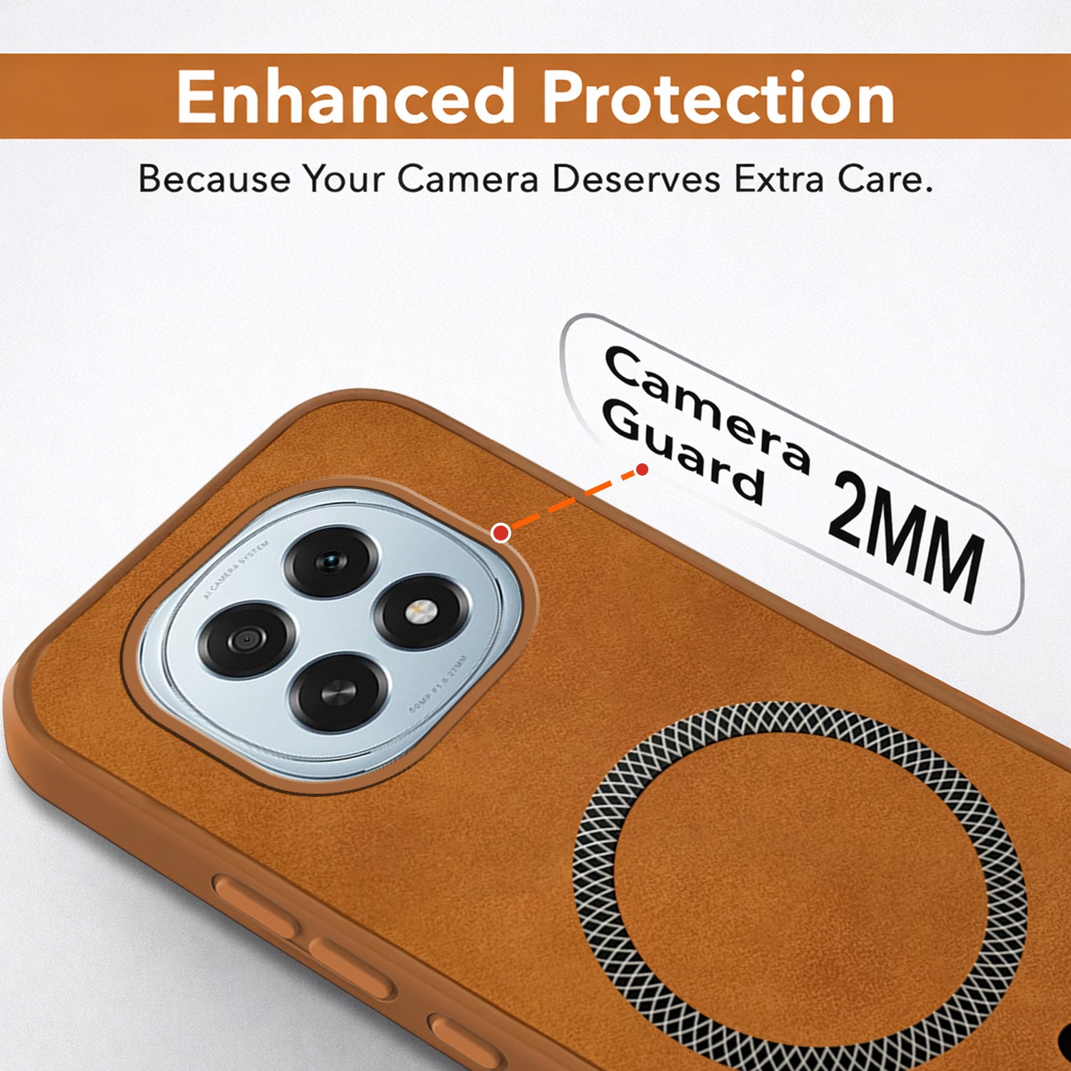 For Oppo F29 Back Cover Case Leather Finish (MagSafe Compatible Wireless Charging | Soft Touch | Camera Bump Protection)