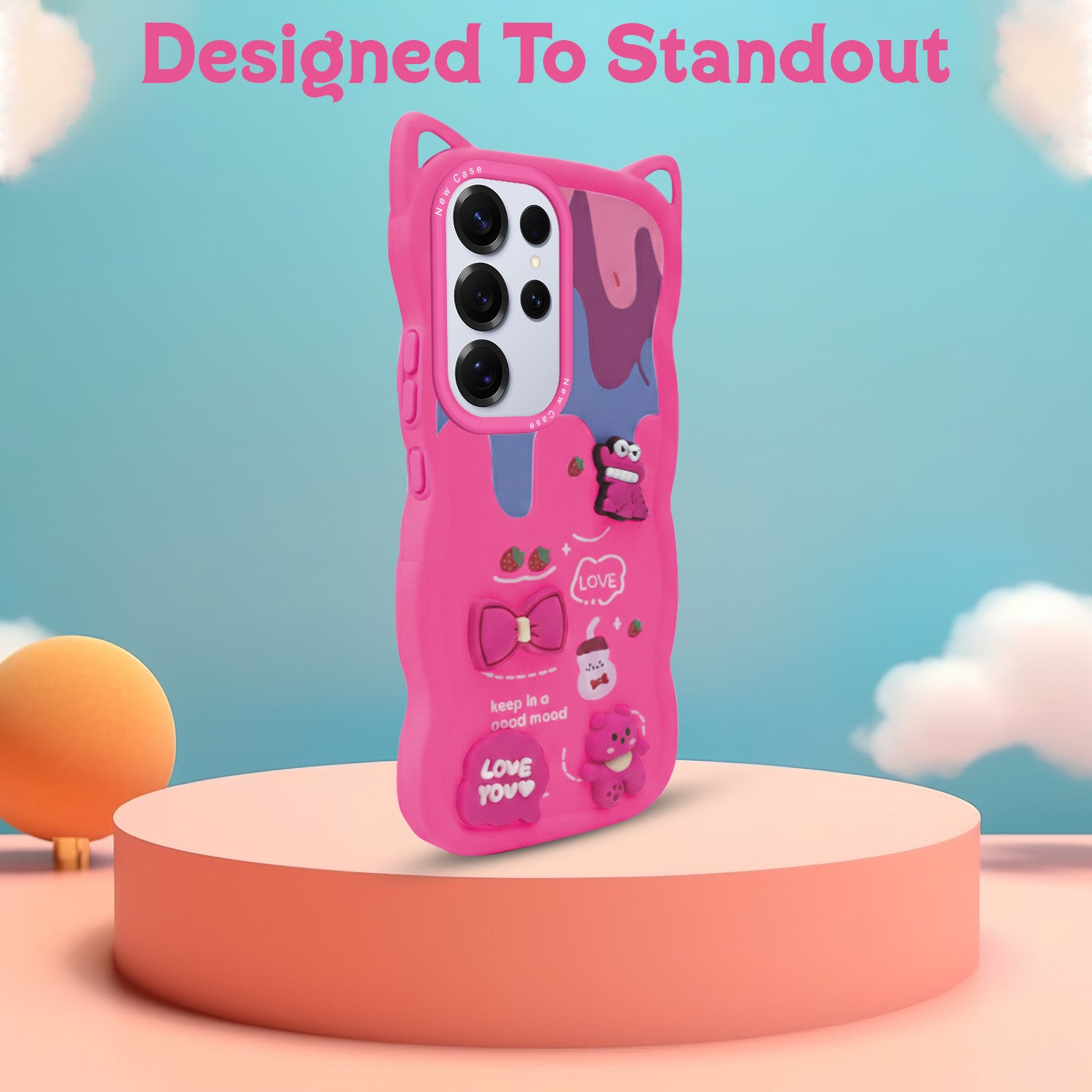 For Samsung Galaxy S25 Ultra Back Case Cover Strap (3D embossed Figures | Strap Holder | 360* Soft Cushion with Camera Bump)