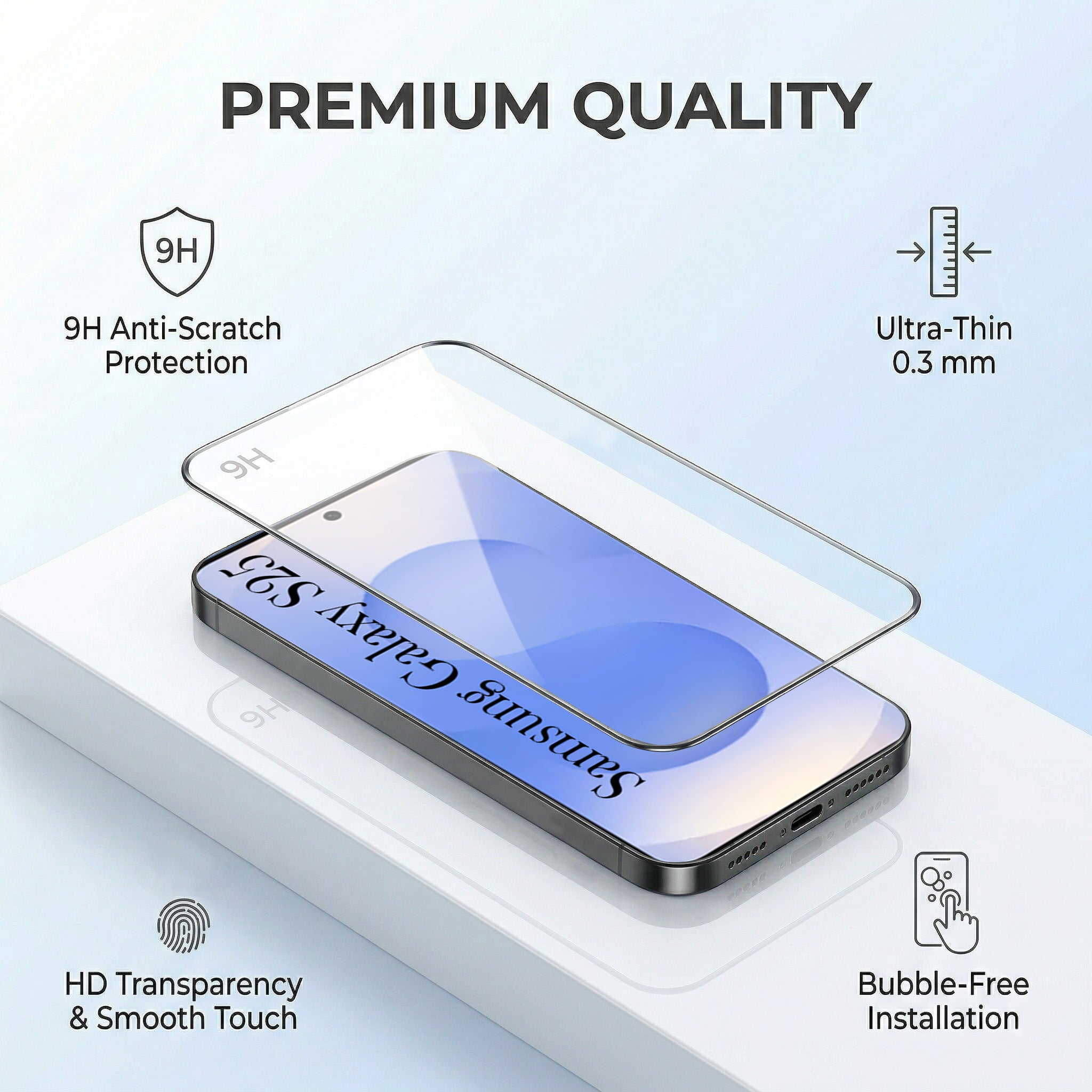 For Samsung Galaxy S25 Combo with Back Cover and 9H Tempered Glass (Lifetime Anti-Yellow | Crystal Clear Shockproof | Oleophobic Coating Screen Glass)