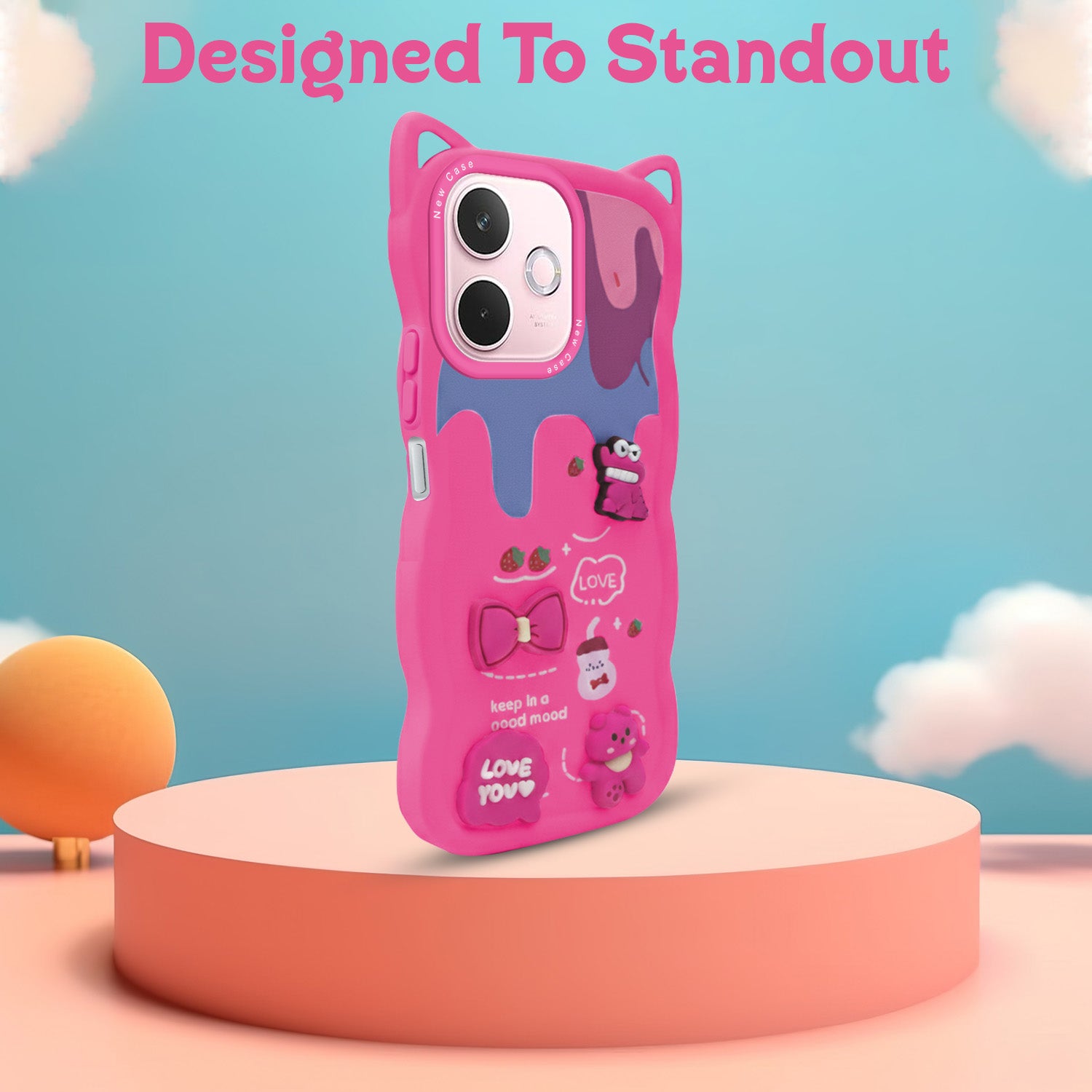 For Oppo A5 Pro Back Case Cover Strap(3D embossed Figures | Strap Holder | 360* Soft Cushion with Camera Bump)