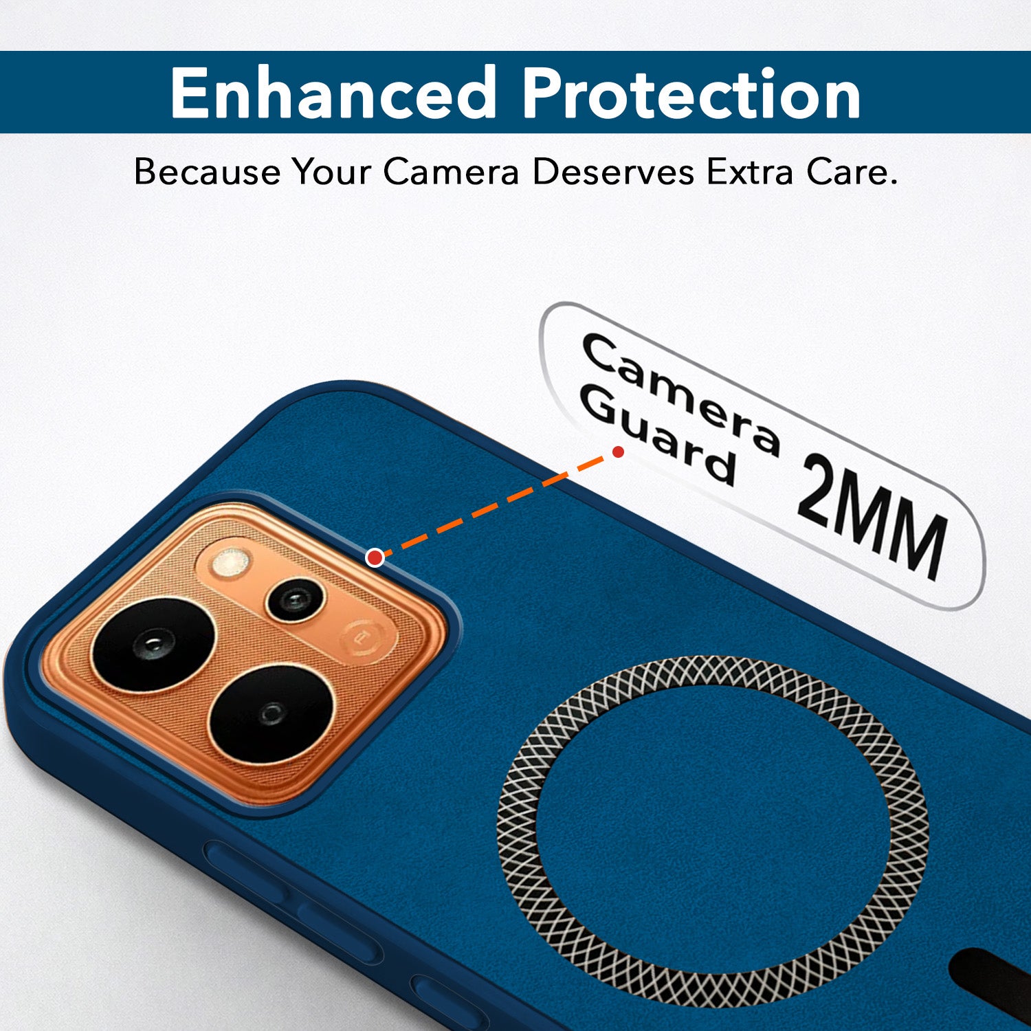 For Realme P4 Power 5G | Realme Narzo Power Back Cover Case Leather Finish (MagSafe Compatible Wireless Charging | Soft Touch | Camera Bump Protection)