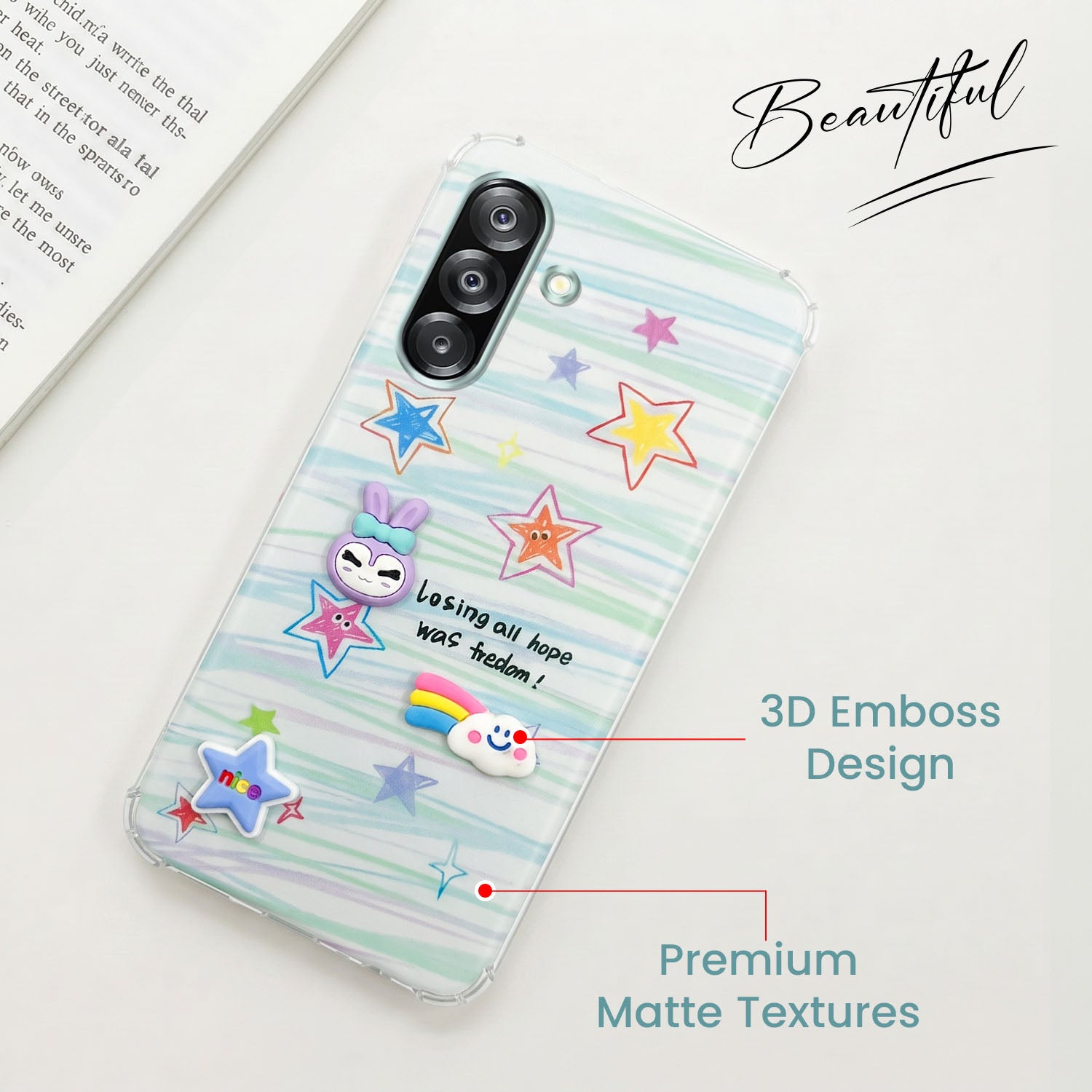 For Samsung Galaxy A26 5G Back Cover Case (3D Cute Cartoons | Hard Back Side Soft | Matte Premium Finish | HD Printing)