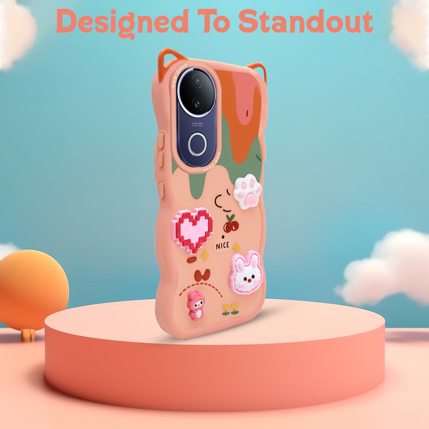 For Vivo T4R Back Case Cover Strap (3D embossed Figures | Strap Holder | 360* Soft Cushion with Camera Bump)