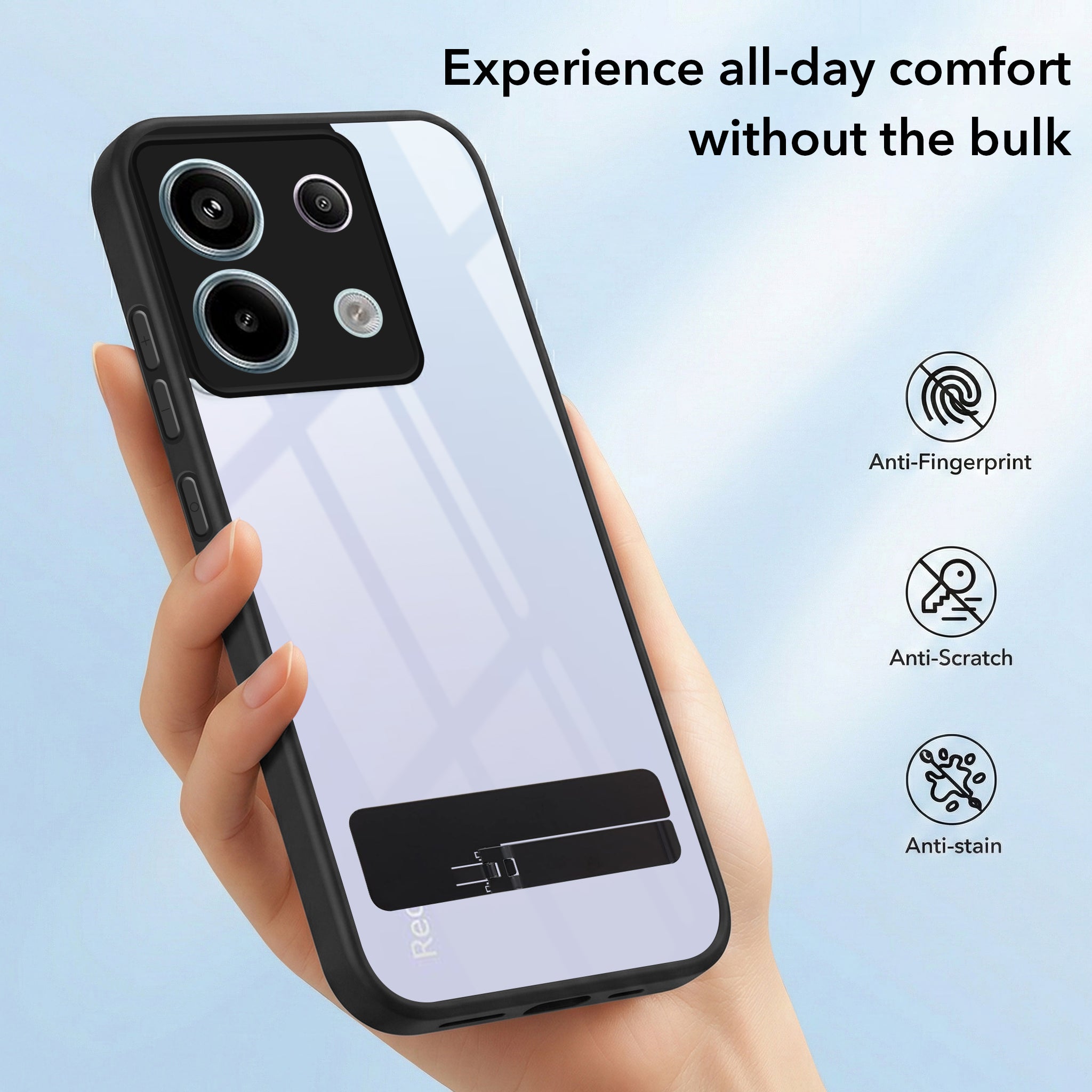 For Redmi Note 13 Pro Back Cover Case (Built-in Stand | Lifetime Anti Yellow | Kickstand Shockproof | Camera Protection | MagSafe Compatible)