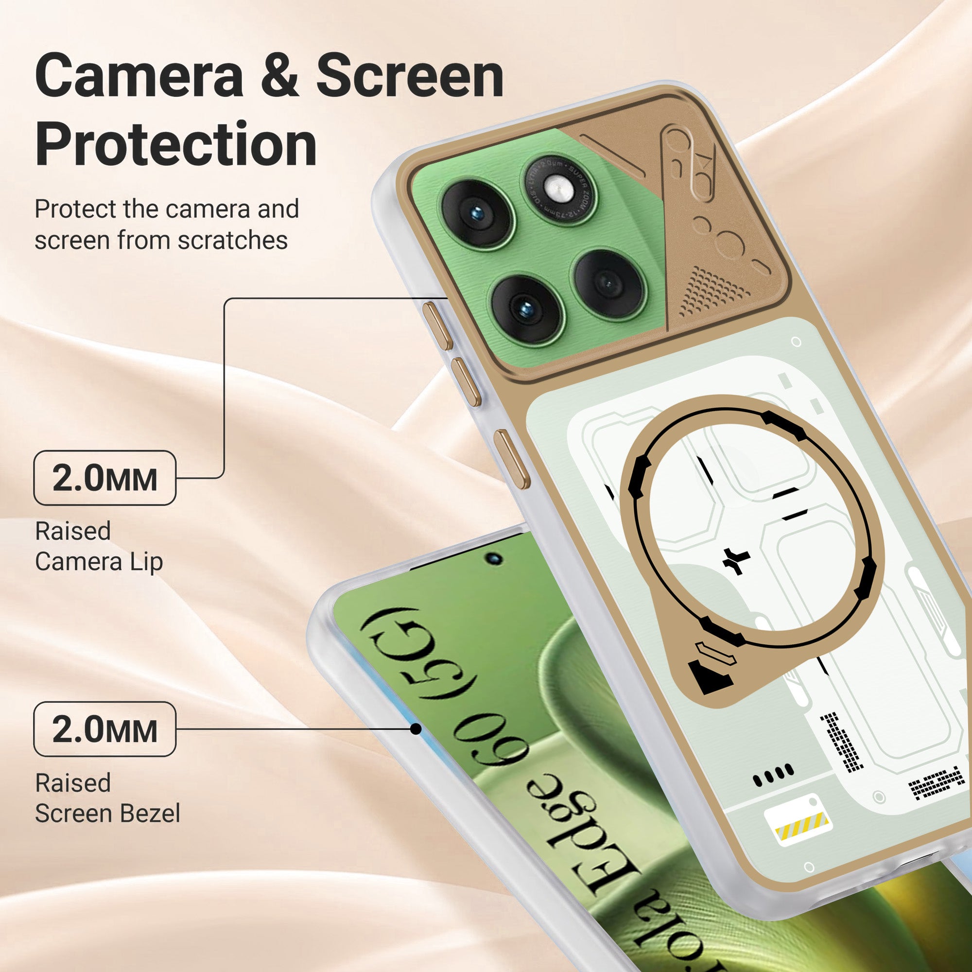 For Motorola Moto Edge 60 Metallic Back Cover Case (Metallic Camera Protection & Buttons | Translucent Milky Shade | Hard Polycarbonate)