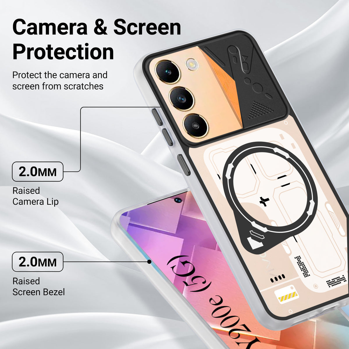 For Vivo Y200e Metallic Back Cover Case (Metallic Camera Protection & Buttons | Translucent Milky Shade | Hard Polycarbonate)