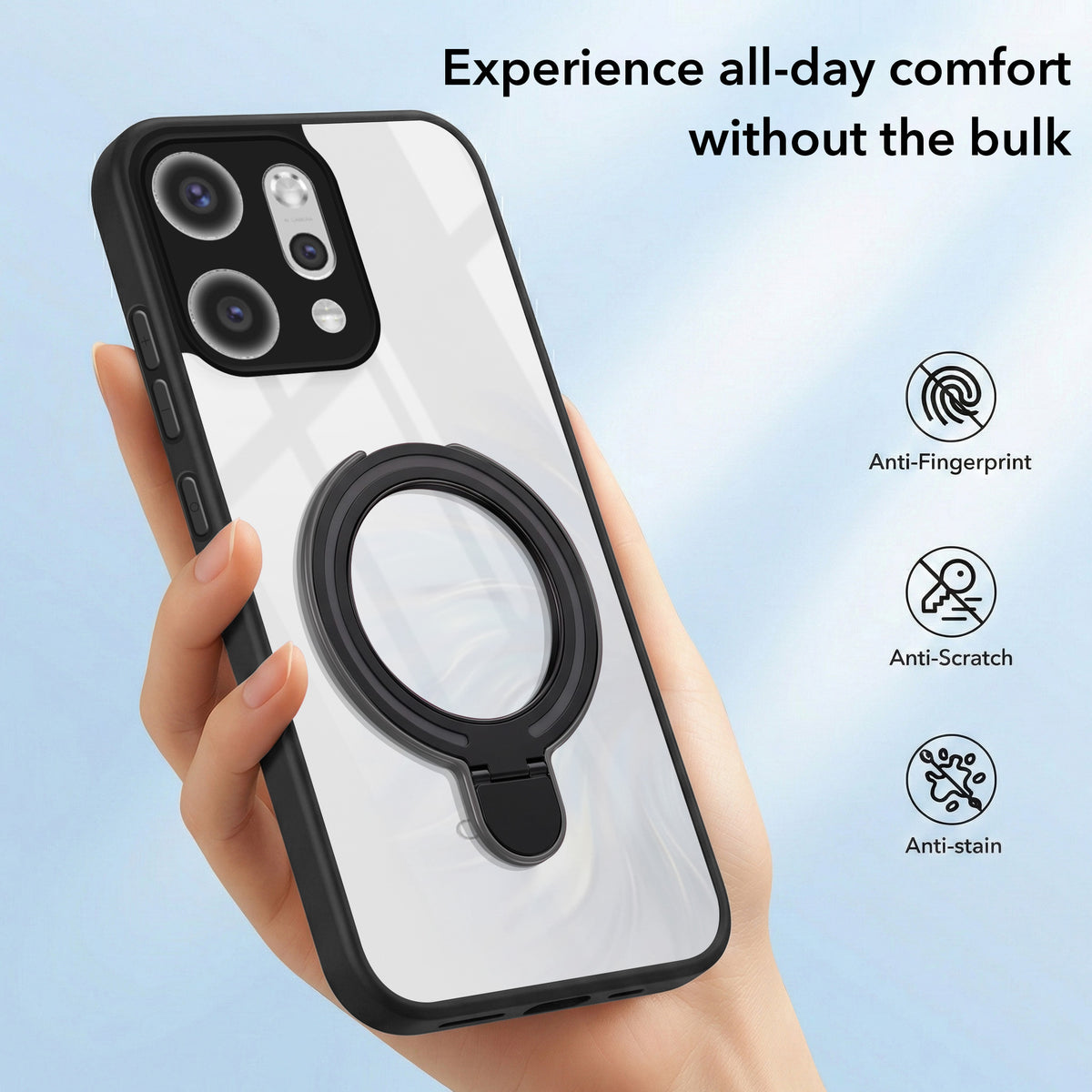 For Oppo Reno14 Pro 5G | Oppo Reno 14 Pro 5G Back Cover Case (Kick Stand Ring Holder | Life time Anti Yellow | Camera Protection)