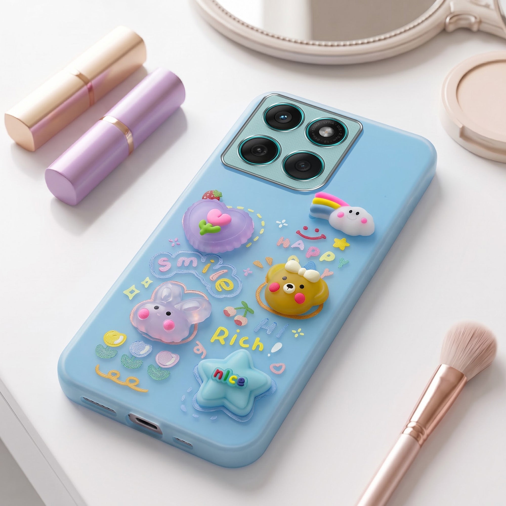 For Motorola Moto Edge 60 Back Cover Case (3D Cute Cartoons | Hard Back Side Soft | Matte Premium Finish | HD Printing)