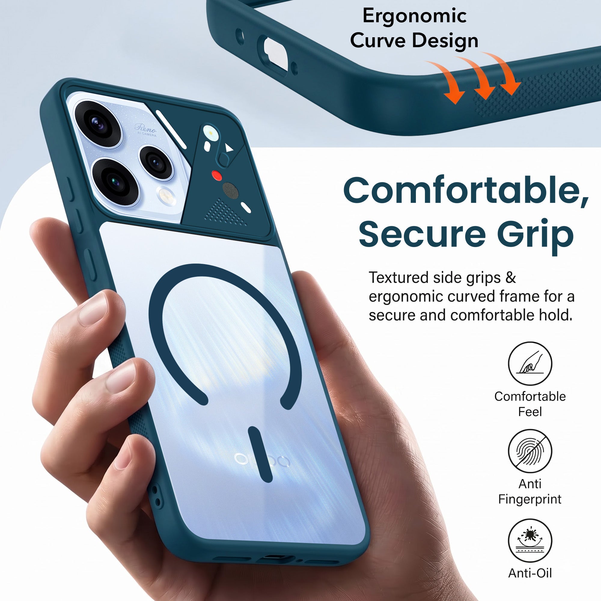 For Oppo Reno15 5G | Oppo Reno 15 5G Back Cover Case Lifetime Anti-Yellow Clear (Camera Protection | Side Grip | Wireless MagSafe Compatible)