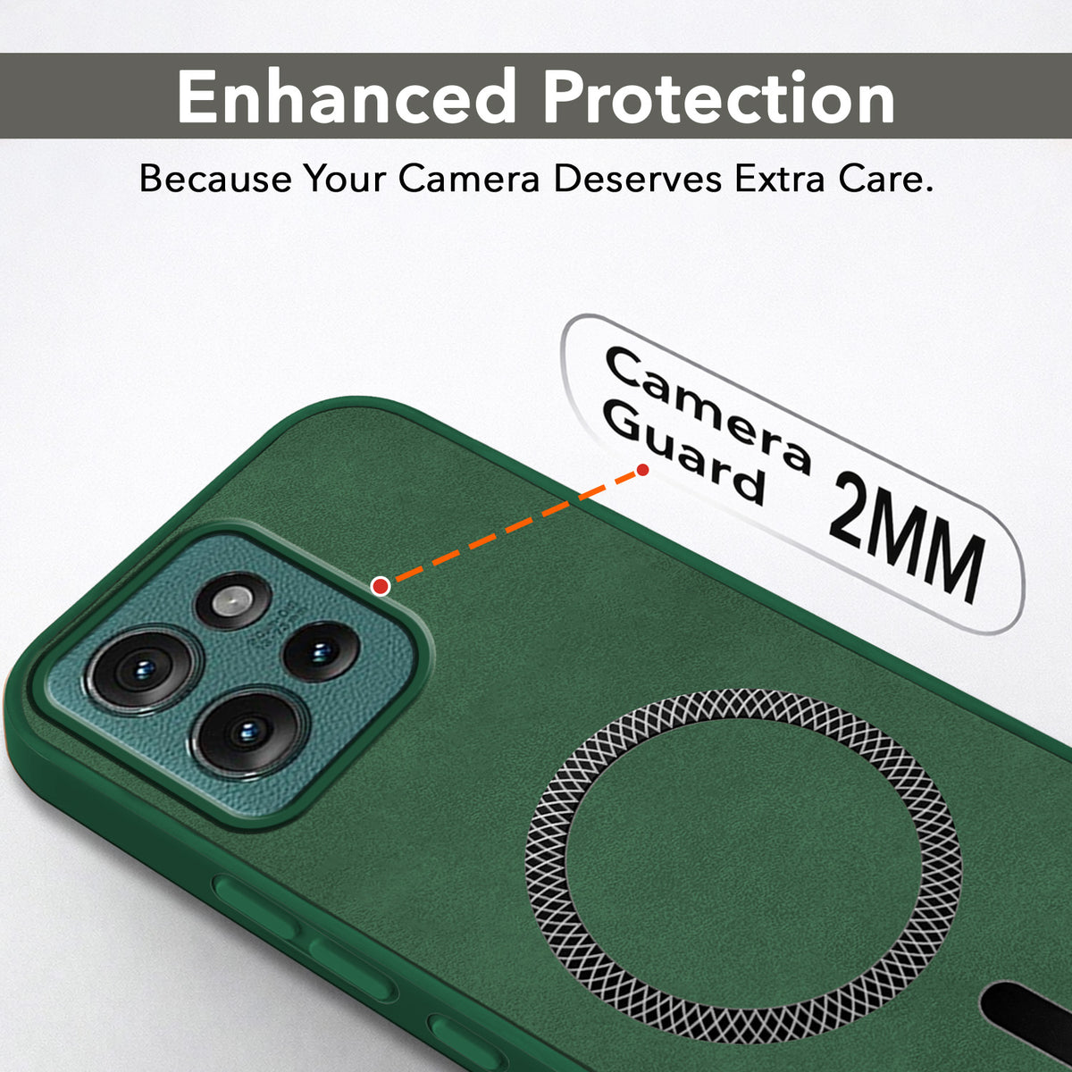 For Motorola Moto Edge 50 5G Back Cover Case Leather Finish (MagSafe Compatible Wireless Charging | Soft Touch | Camera Bump Protection)