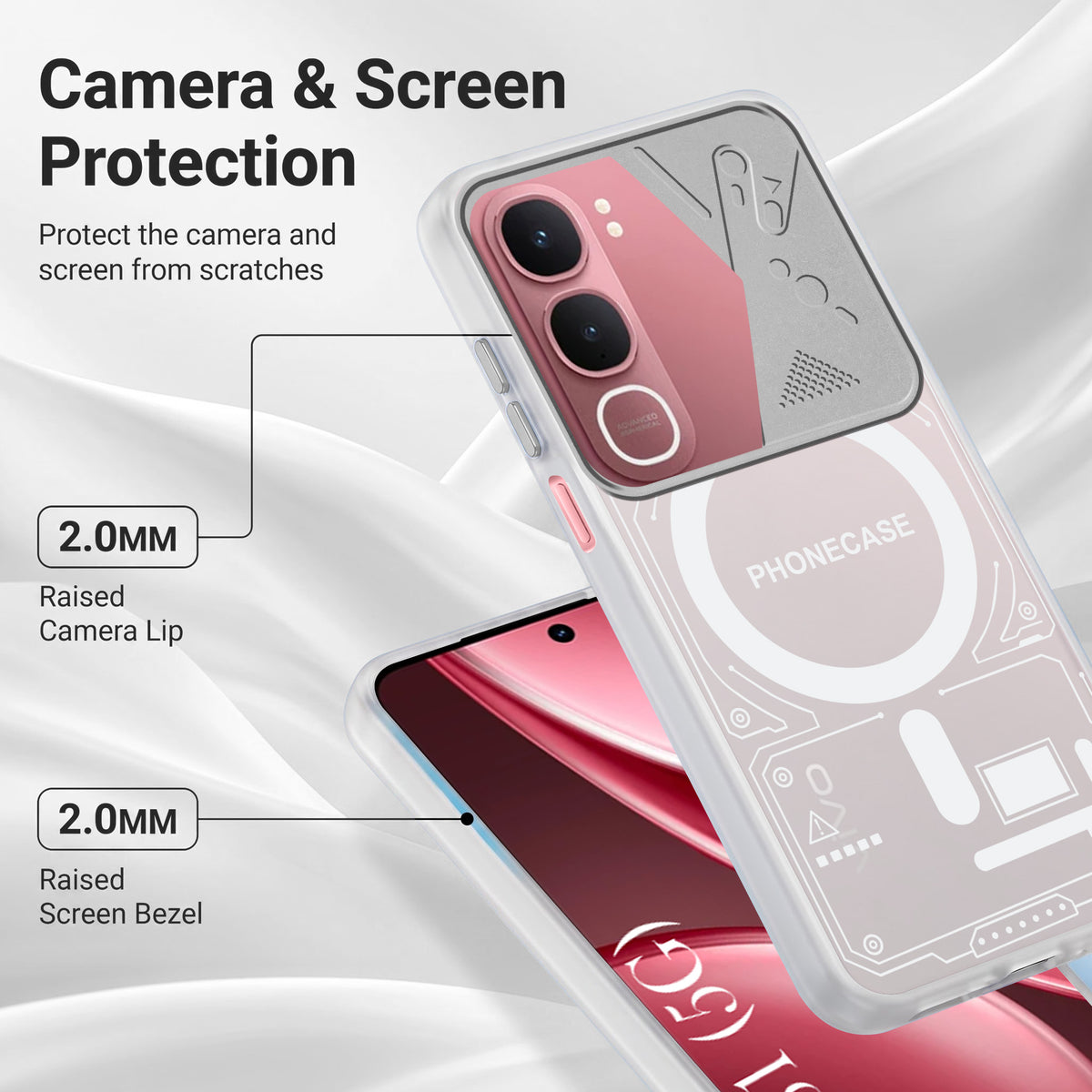 For Vivo Y31 5G Metallic Back Cover Case (Metallic Camera Protection & Buttons | Translucent Milky Shade | Hard Polycarbonate)