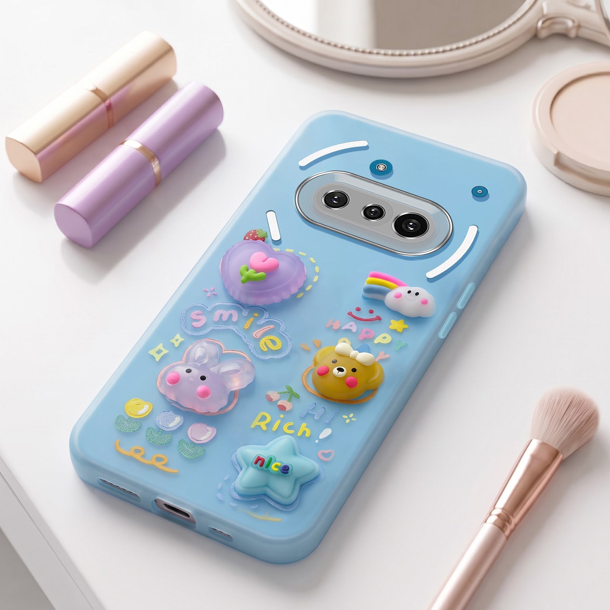 For Nothing Phone 3A 5G Back Cover Case (3D Cute Cartoons | Hard Back Side Soft | Matte Premium Finish | HD Printing)