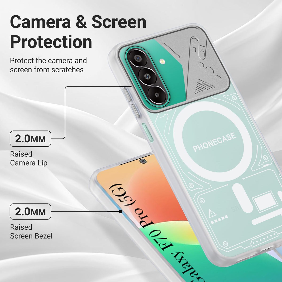 For Samsung Galaxy F70 Pro 5G Metallic Back Cover Case (Metallic Camera Protection & Buttons | Translucent Milky Shade | Hard Polycarbonate)