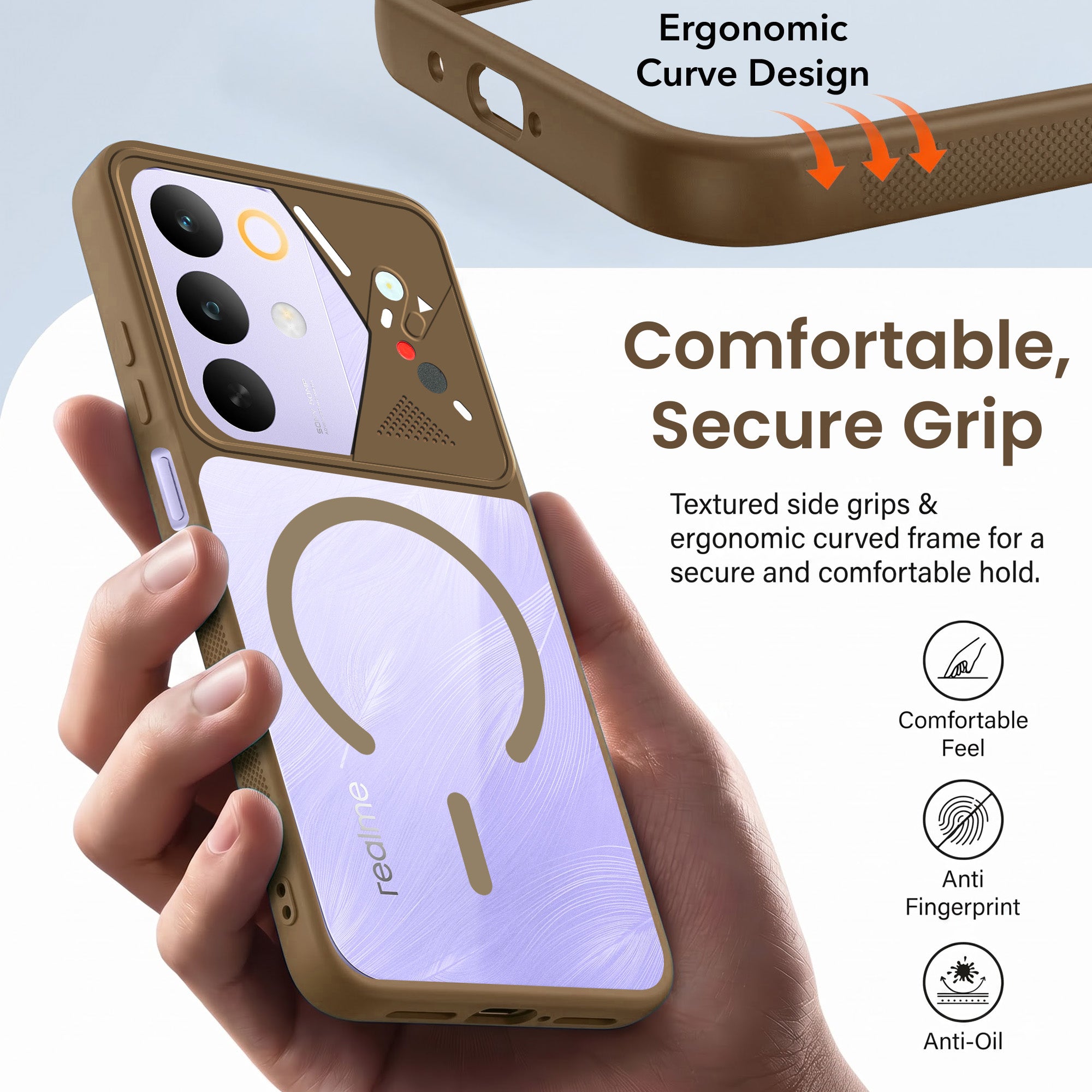 For Realme C85 5G | Realme Narzo 90x  Back Cover Case Lifetime Anti-Yellow Clear (Camera Protection | Side Grip | Wireless MagSafe Compatible)