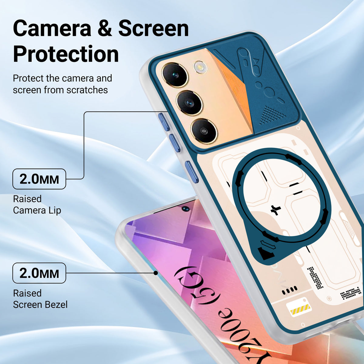 For Vivo Y200e Metallic Back Cover Case (Metallic Camera Protection & Buttons | Translucent Milky Shade | Hard Polycarbonate)