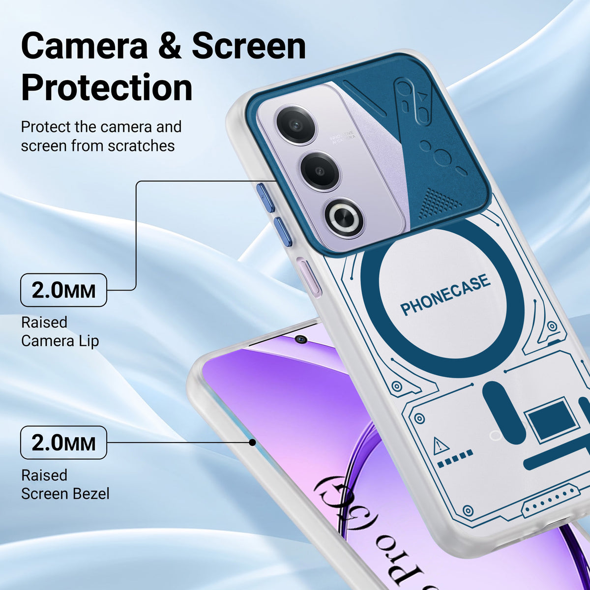 For Oppo A3 Pro 5G Metallic Back Cover Case (Metallic Camera Protection & Buttons | Translucent Milky Shade | Hard Polycarbonate)