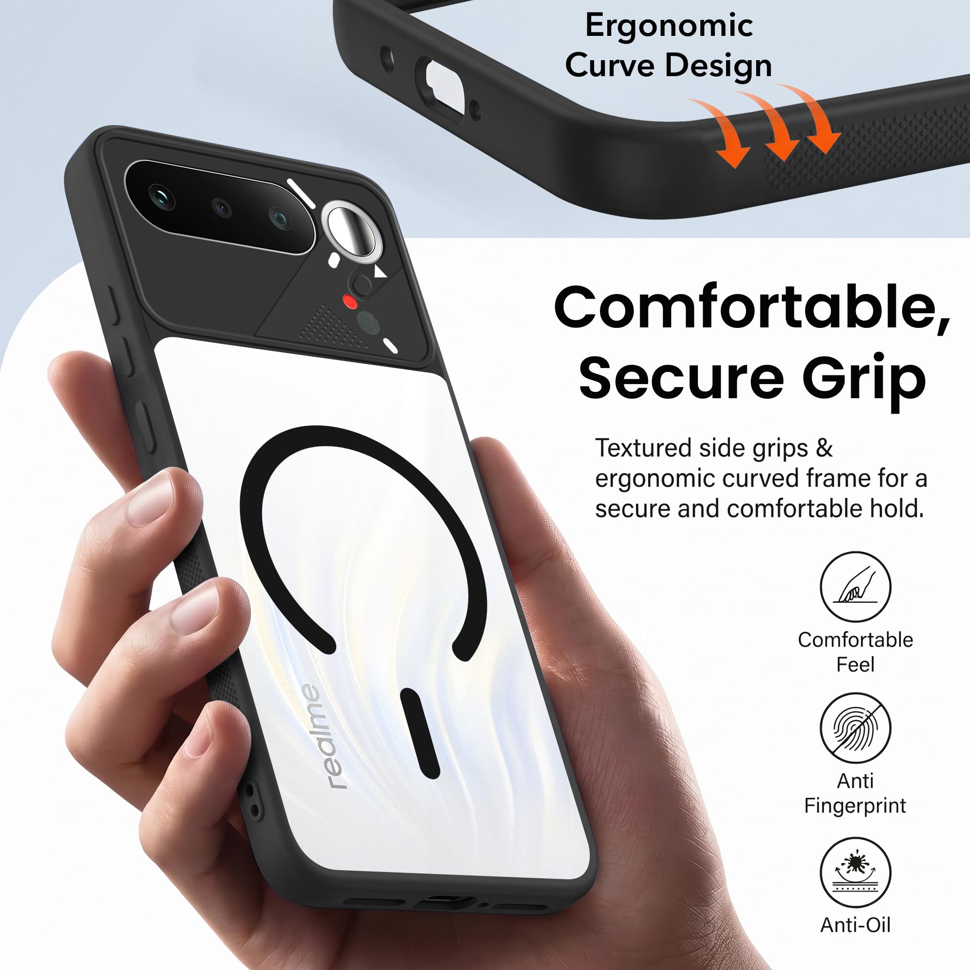 For Realme 16 Back Cover Case Lifetime Anti-Yellow Clear (Camera Protection | Side Grip | Wireless MagSafe Compatible)