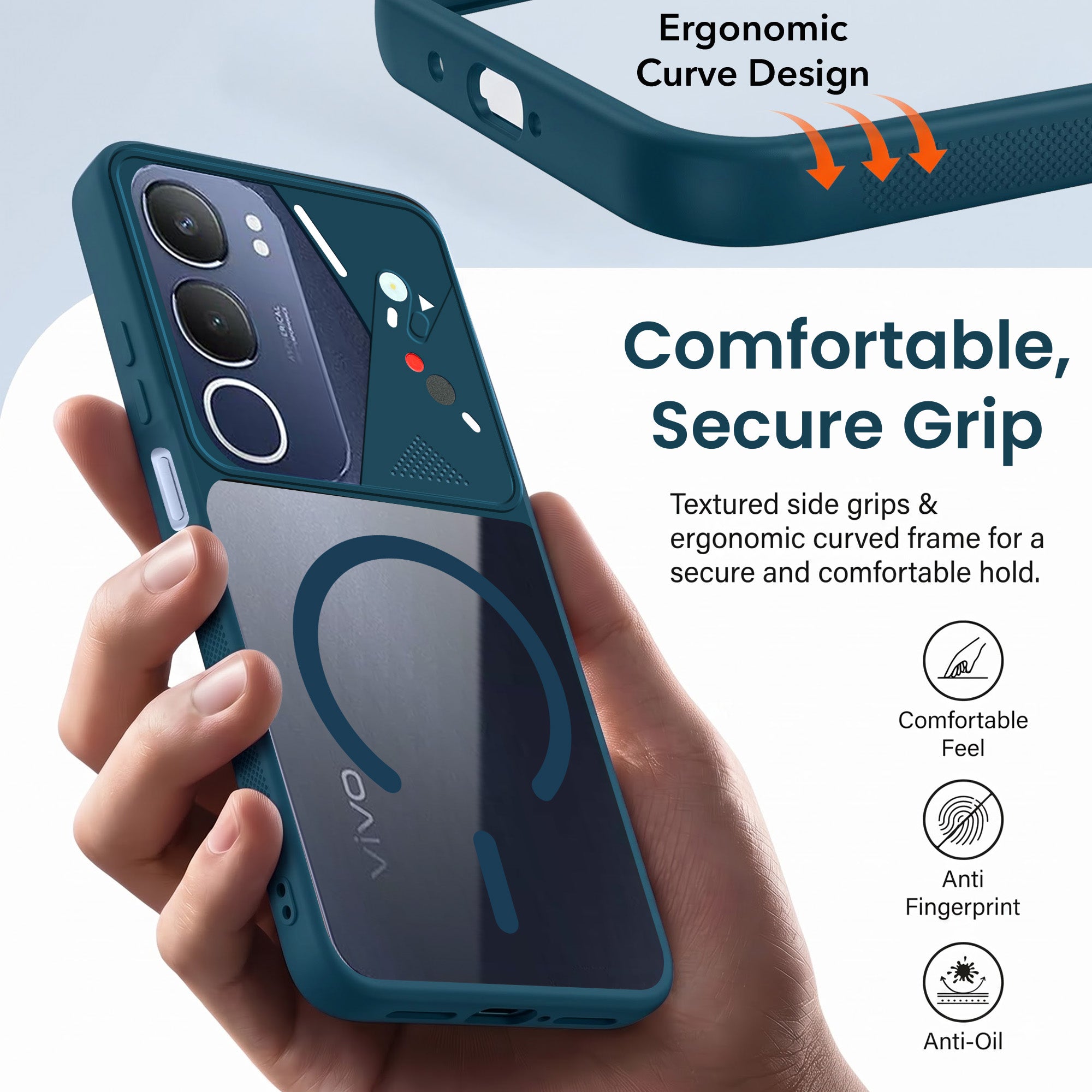 For Vivo Y29 Back Cover Case Lifetime Anti-Yellow Clear (Camera Protection | Side Grip | Wireless MagSafe Compatible)