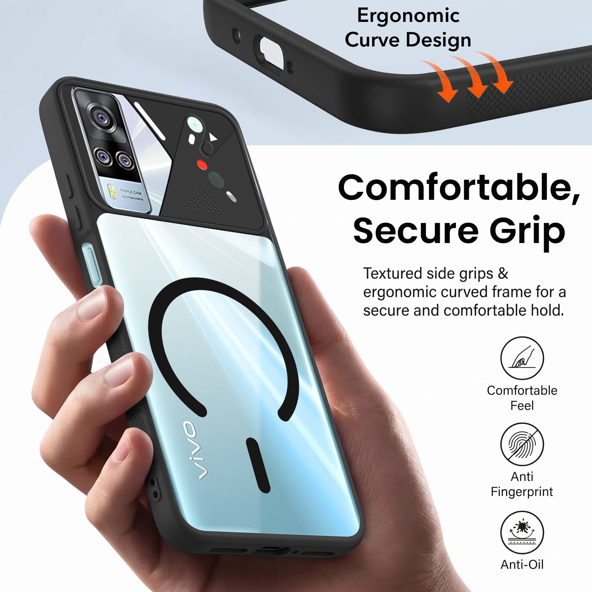 For Vivo Y51A Back Cover Case Lifetime Anti-Yellow Clear (Camera Protection | Side Grip | Wireless MagSafe Compatible)