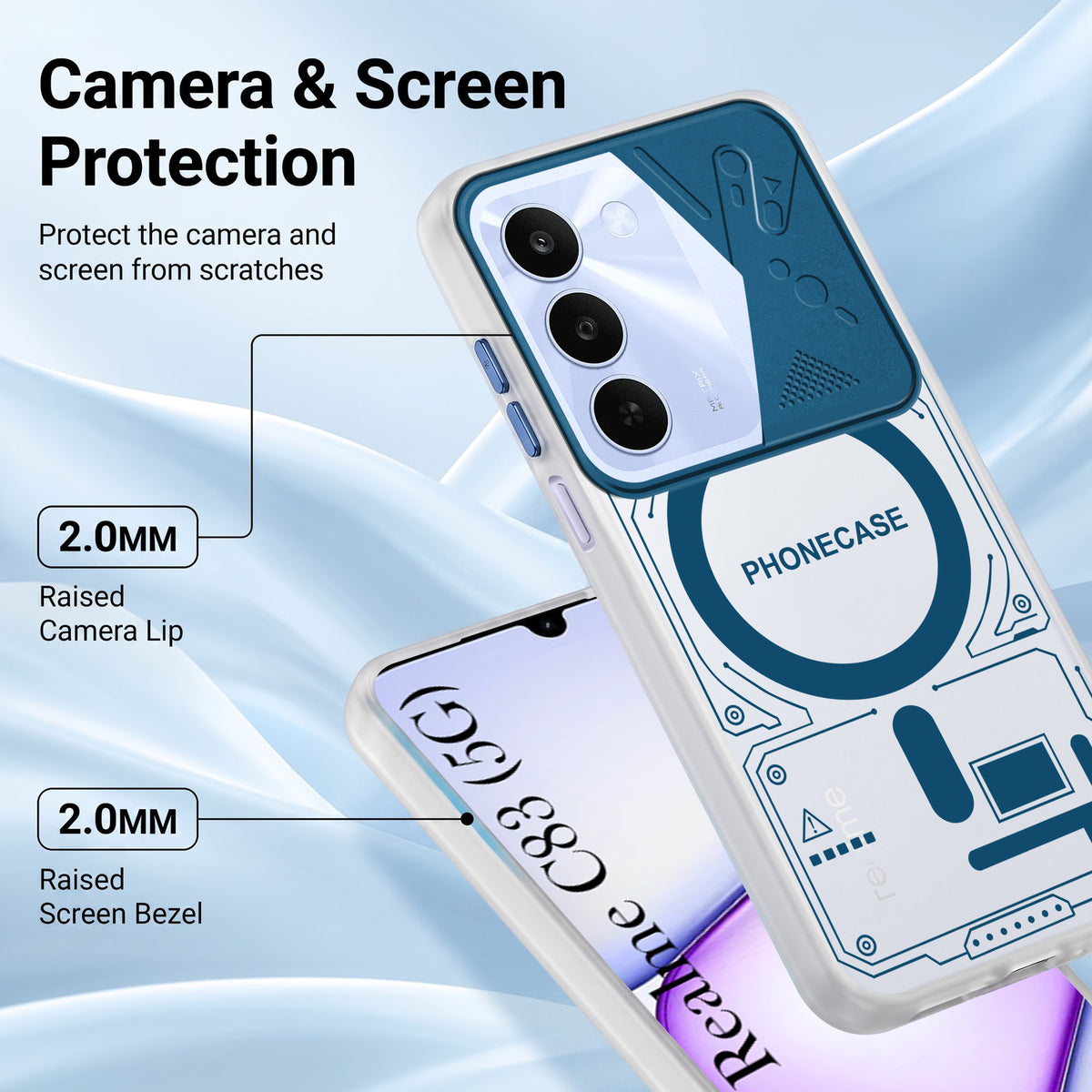 For Realme C83 5G Metallic Back Cover Case (Metallic Camera Protection & Buttons | Translucent Milky Shade | Hard Polycarbonate)
