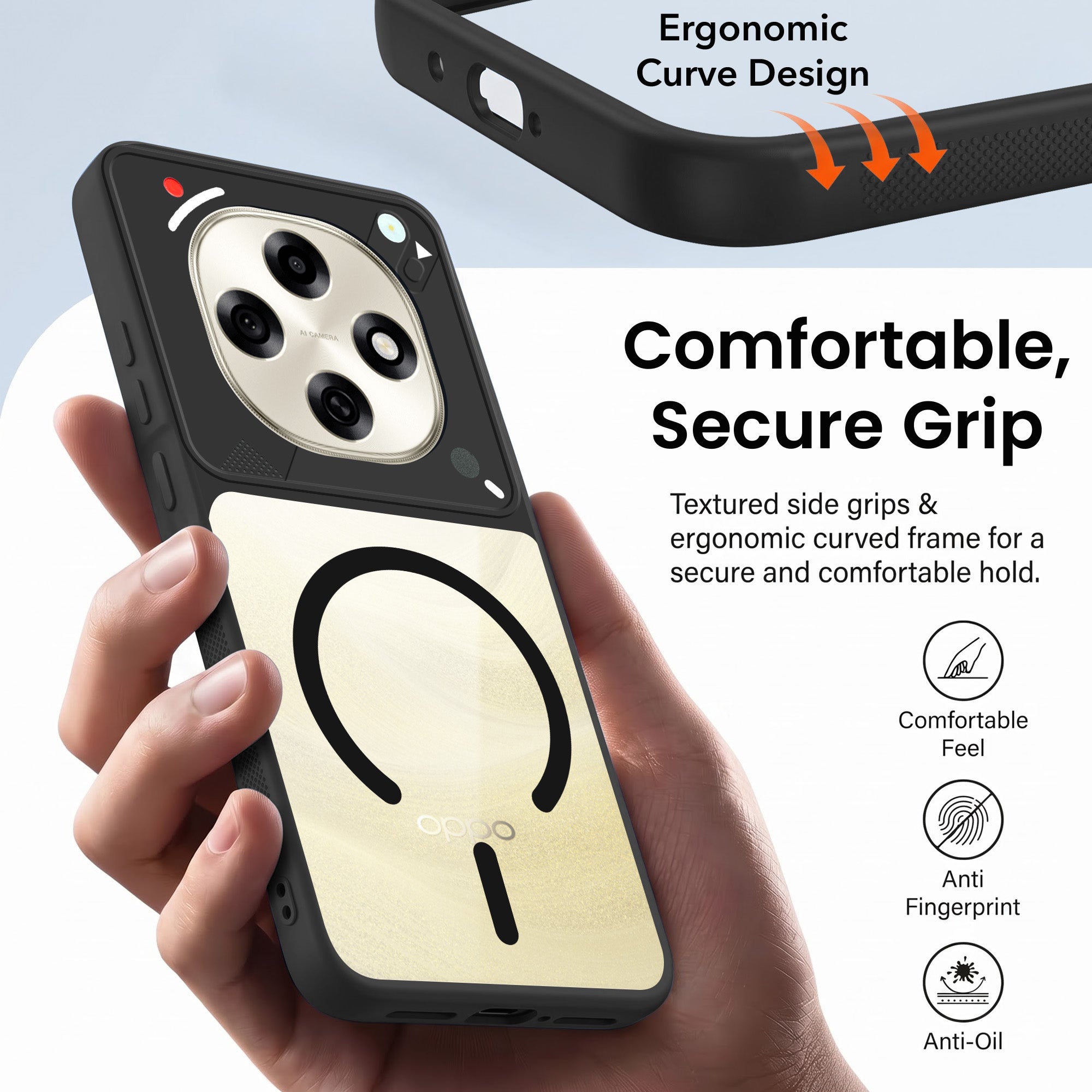 For Oppo F31 Pro Back Cover Case Lifetime Anti-Yellow Clear (Camera Protection | Side Grip | Wireless MagSafe Compatible)