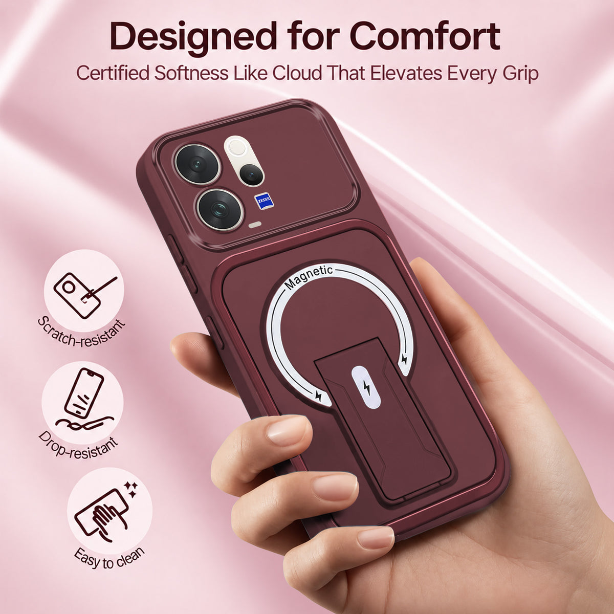 For Vivo V70 | Vivo V70 Elite 5G Back Case Cover Metallic (Hybrid Armor Kickstand | MagSafe Compatible | Camera Protection Shockproof)
