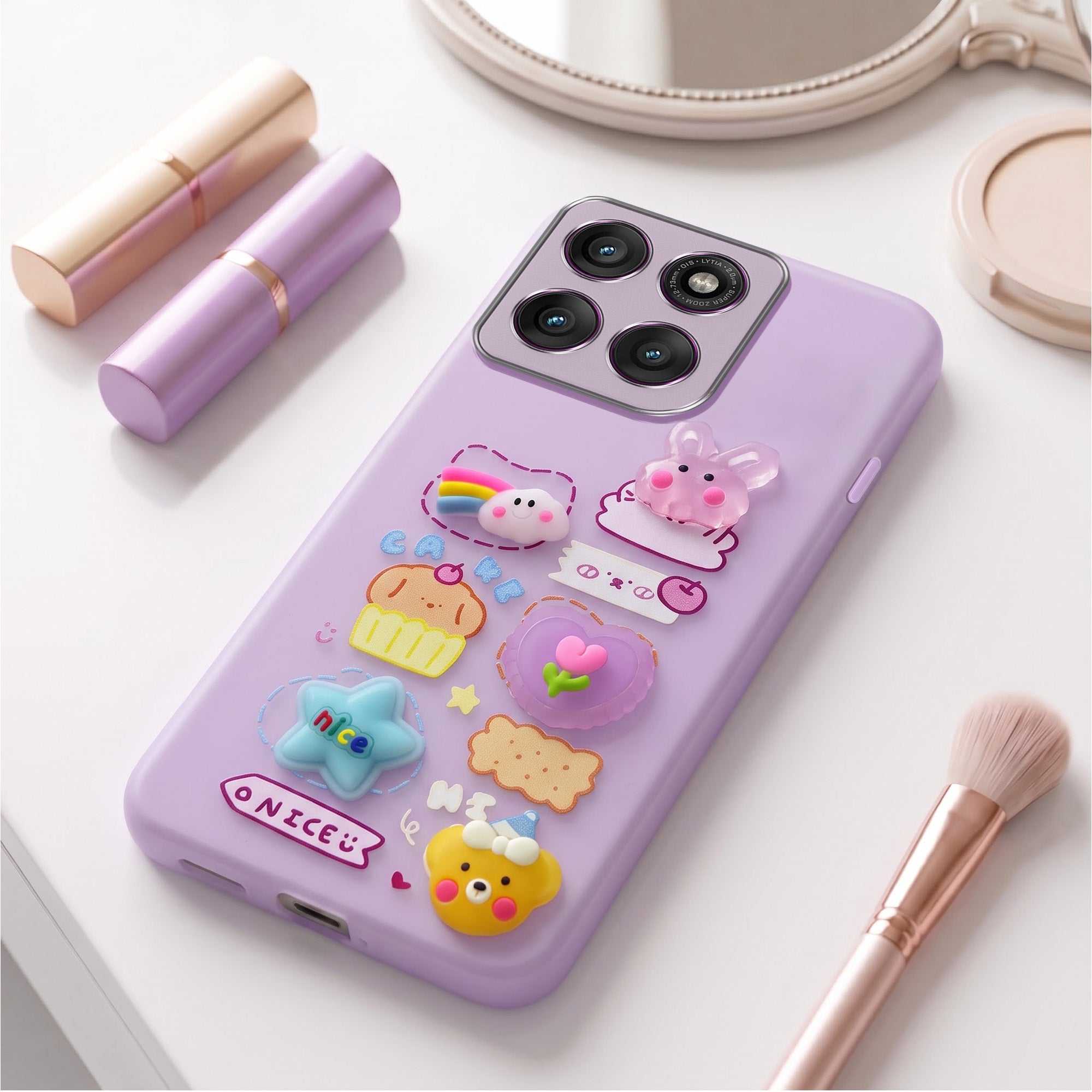 For Motorola Moto Edge 60 Pro Back Cover Case (3D Cute Cartoons | Hard Back Side Soft | Matte Premium Finish | HD Printing)