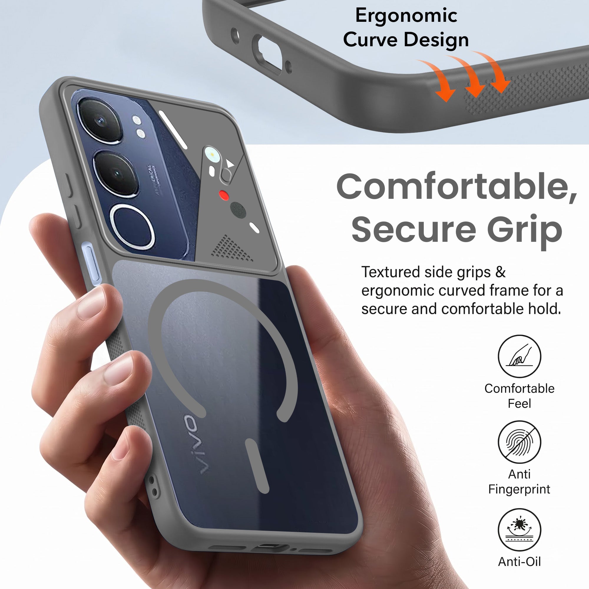 For Vivo Y29 Back Cover Case Lifetime Anti-Yellow Clear (Camera Protection | Side Grip | Wireless MagSafe Compatible)