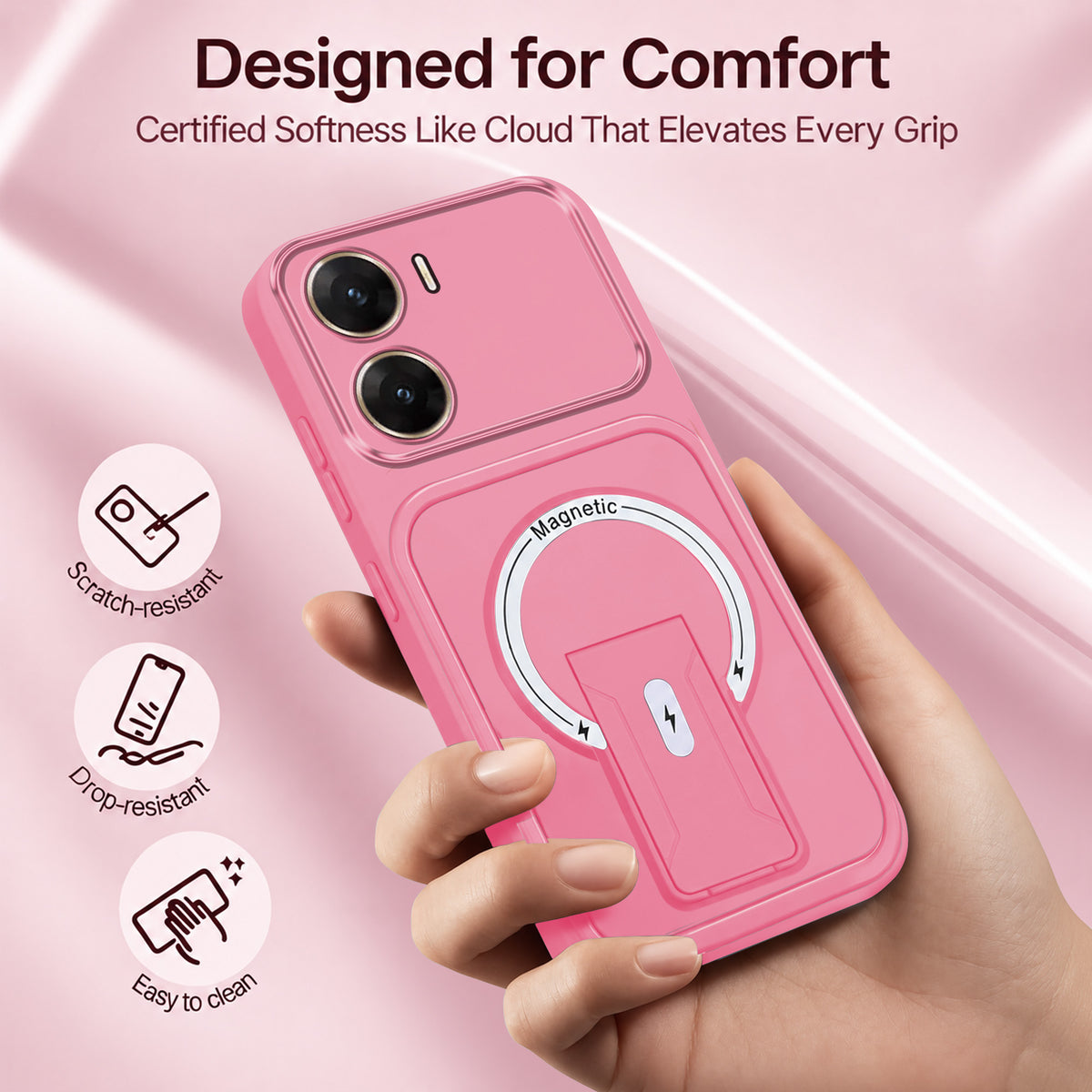 For Vivo V29e 5G Back Case Cover Metallic (Hybrid Armor Kickstand | MagSafe Compatible | Camera Protection Shockproof)