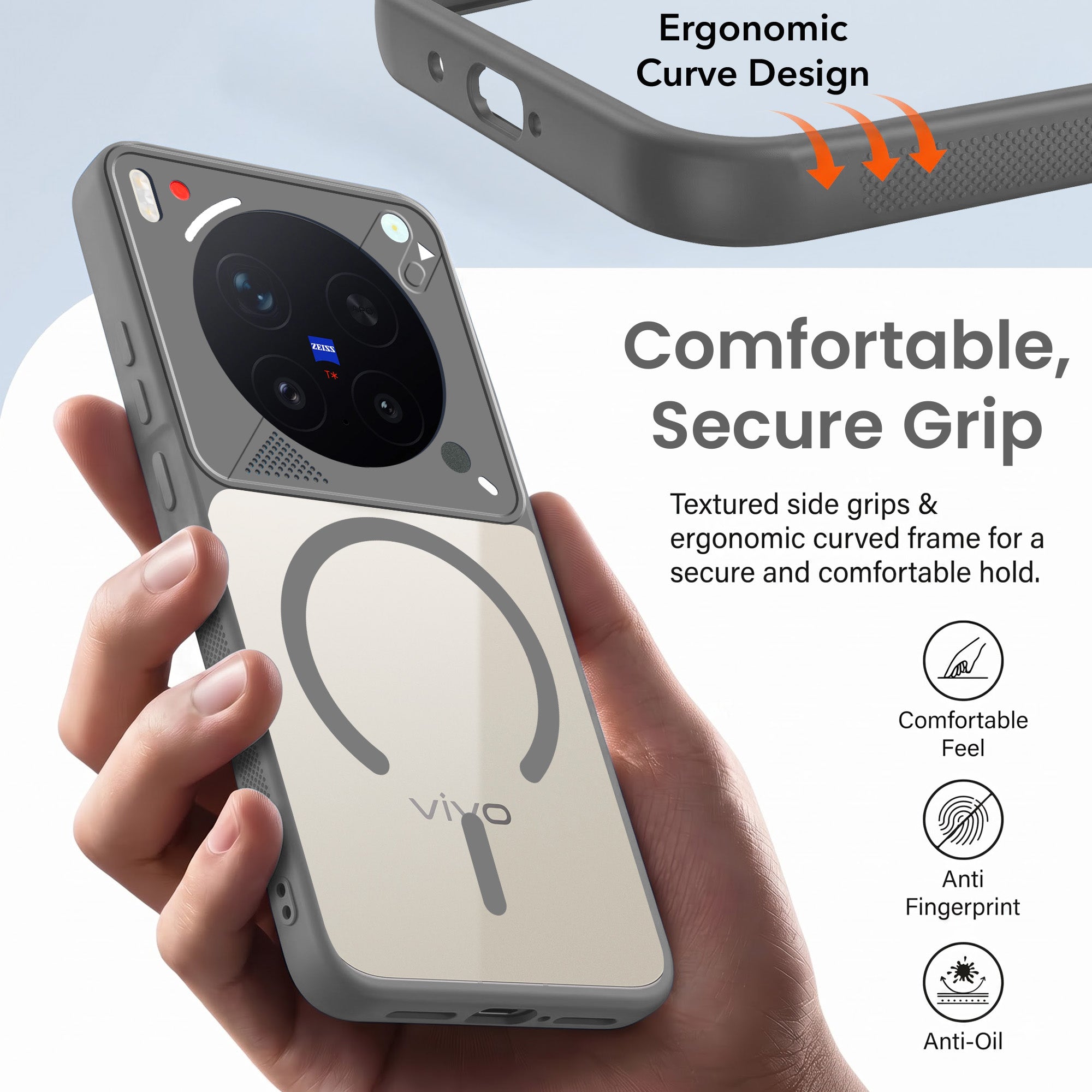 For Vivo X300 Pro Back Cover Case Lifetime Anti-Yellow Clear (Camera Protection | Side Grip | Wireless MagSafe Compatible)