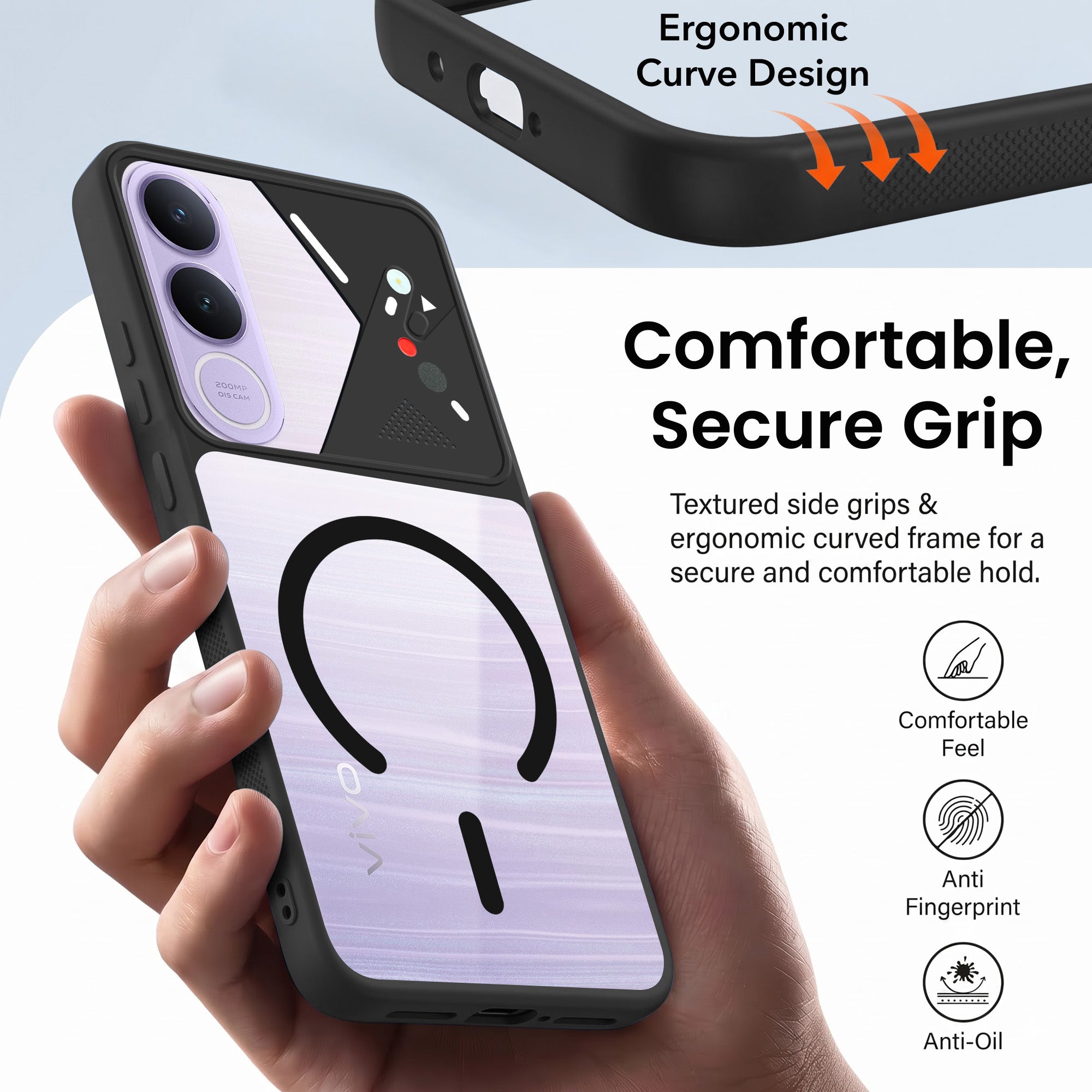 For Vivo V70 FE 5G Back Cover Case Lifetime Anti-Yellow Clear (Camera Protection | Side Grip | Wireless MagSafe Compatible)