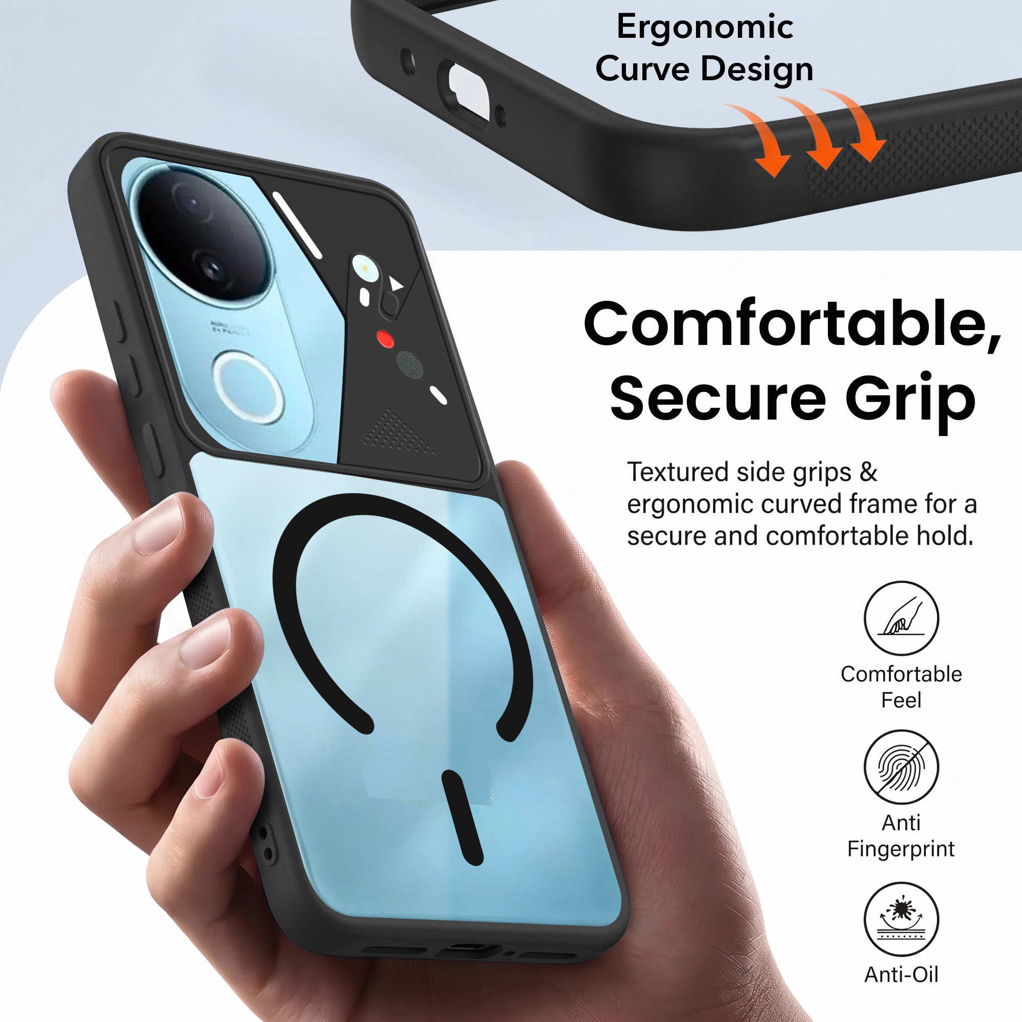 For Vivo iQOO Z10R Back Cover Case Lifetime Anti-Yellow Clear (Camera Protection | Side Grip | Wireless MagSafe Compatible)