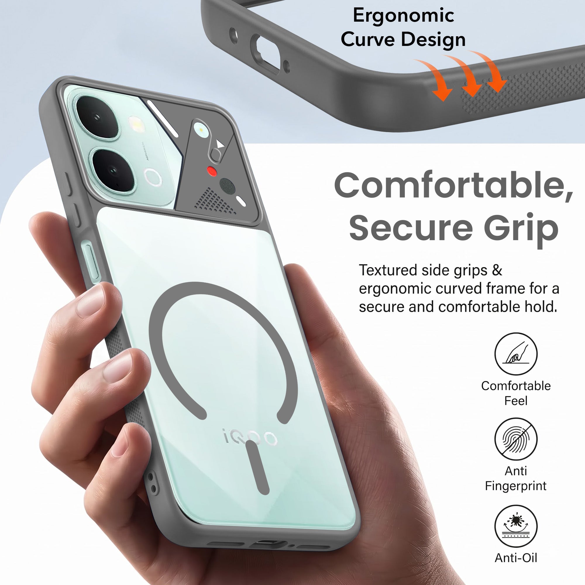 For Vivo iQOO Z11x 5G Back Cover Case Lifetime Anti-Yellow Clear (Camera Protection | Side Grip | Wireless MagSafe Compatible)
