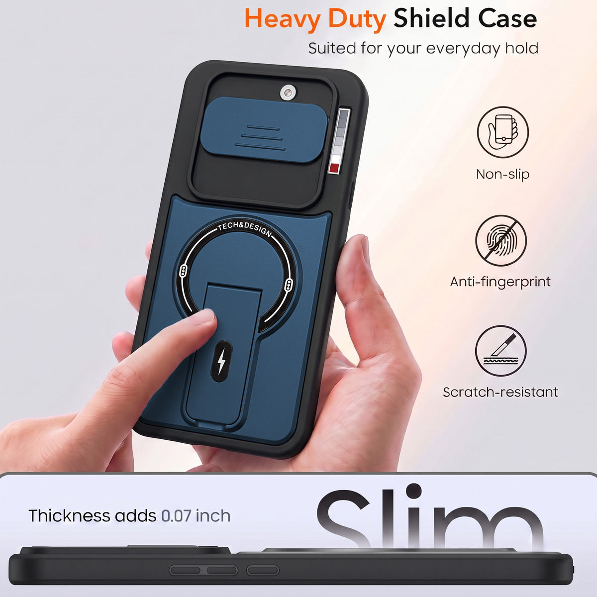 For Nothing Phone 4A 5G Back Case Cover Metallic (Hybrid Armor Kickstand | Sliding Shutter Camera Protection | MagSafe Compatible)