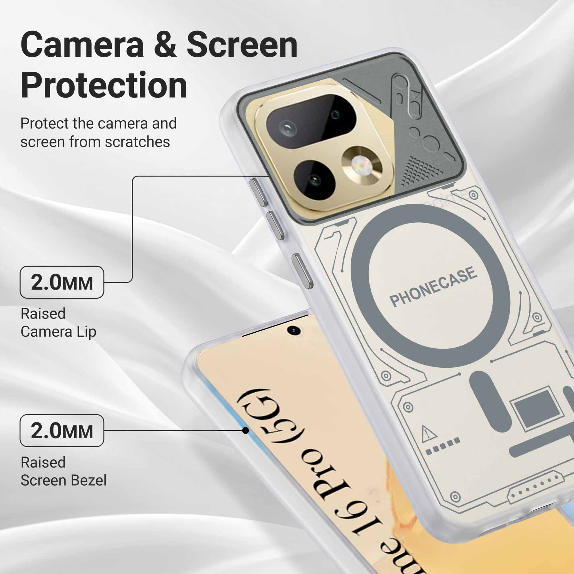 For Realme 16 Pro Metallic Back Cover Case (Metallic Camera Protection & Buttons | Translucent Milky Shade | Hard Polycarbonate)