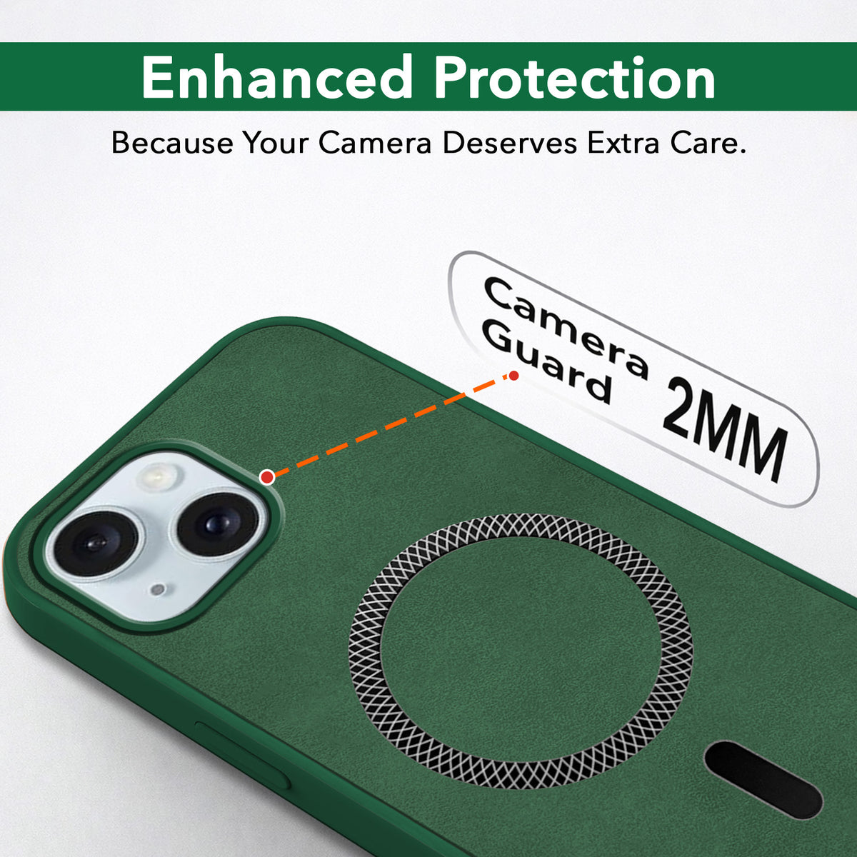 For Apple iPhone 13 Back Cover Case (Sleek Leather Finish | MagSafe Compatible Wireless Charging | Camera Bump Protection)