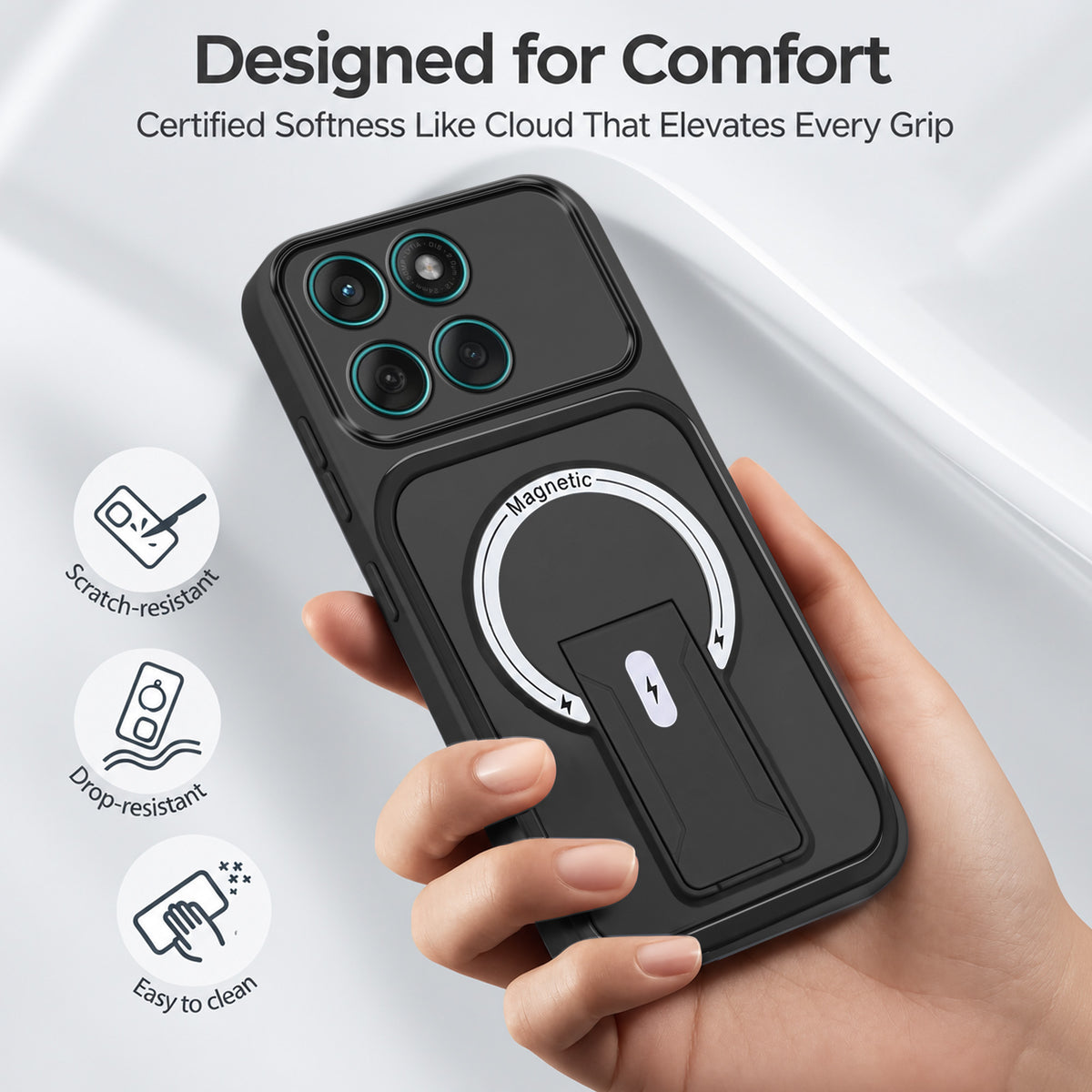 For Motorola Moto Edge 60 Fusion Back Case Cover Metallic (Hybrid Armor Kickstand | MagSafe Compatible | Camera Protection Shockproof)