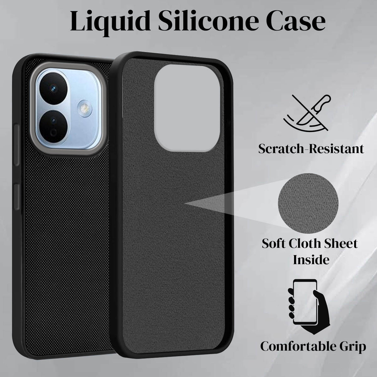 For Redmi Note 17 Pro 5G Back Cover Case Rubberised (Textured Grip Design| Micro-Fiber Cloth Inside | Slim and Light Weight | Soft Touch and Feel)