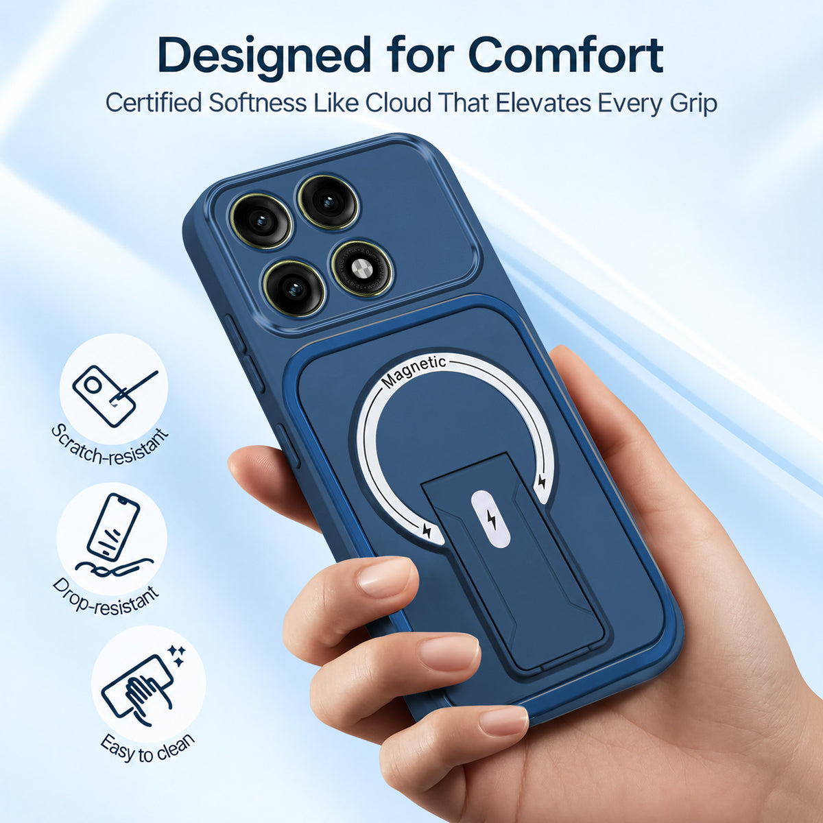 For Motorola Edge 70 Pro | Edge 70 Pro Plus Back Case Cover Metallic (Hybrid Armor Kickstand | MagSafe Compatible | Camera Protection Shockproof)