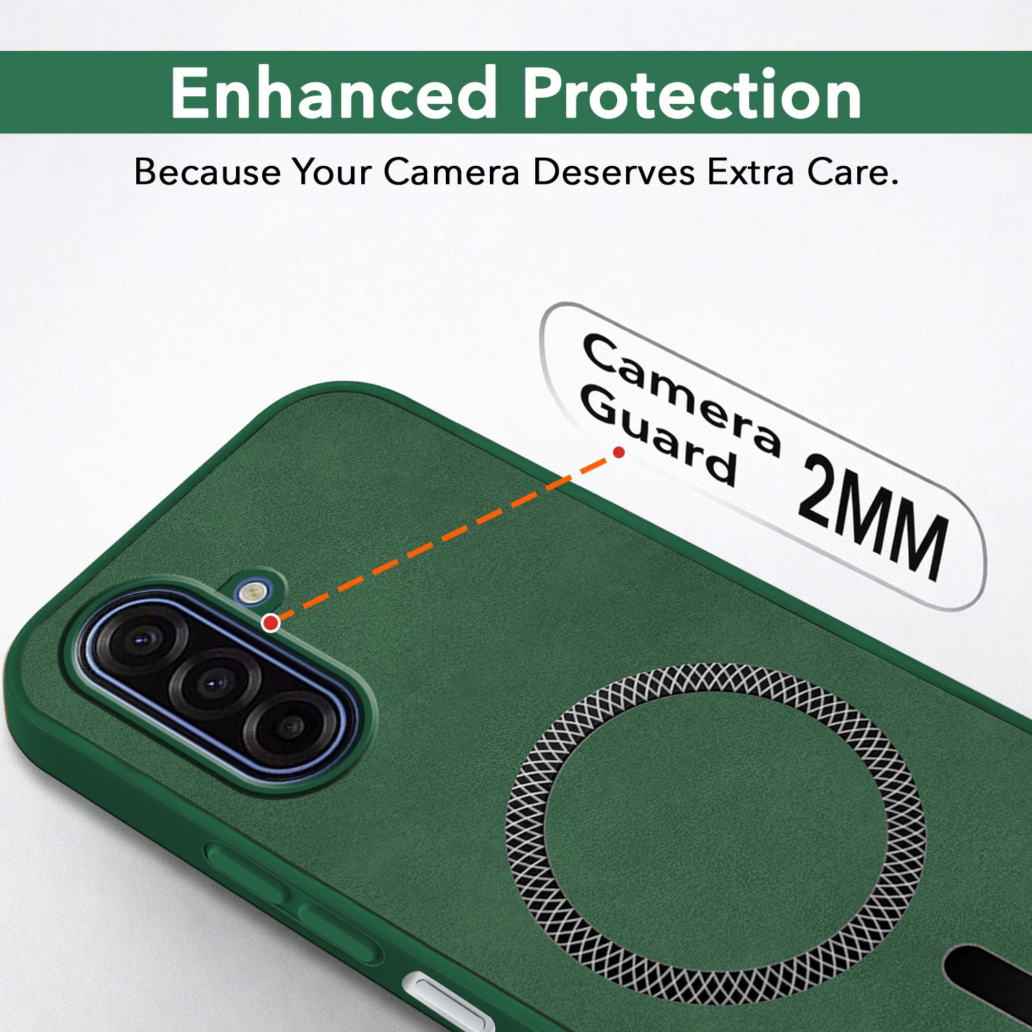 For Samsung Galaxy A17 | Samsung F17 | Samsung M17 5G Back Cover Case Leather Finish (MagSafe Compatible Wireless Charging | Soft Touch | Camera Bump Protection)