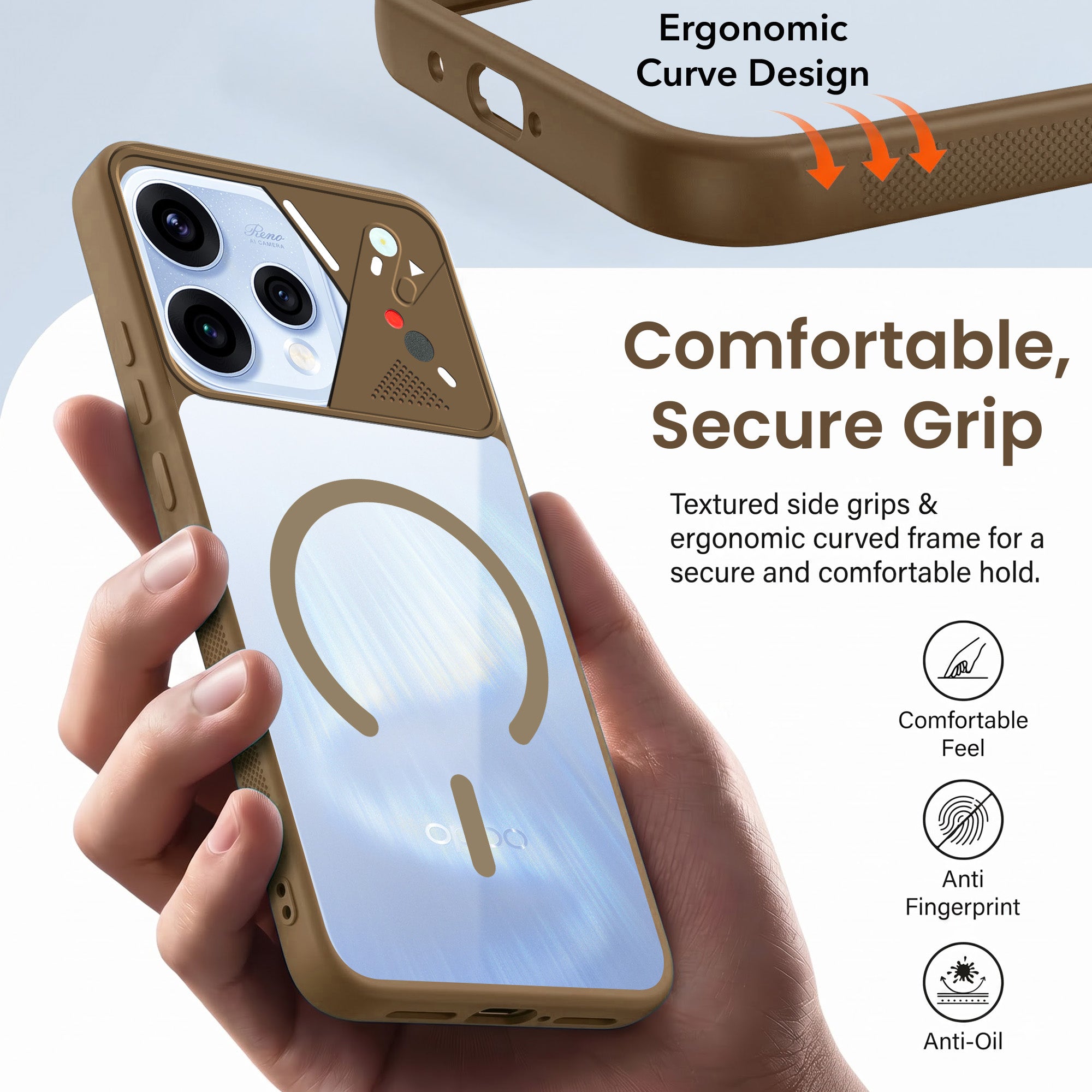 For Oppo Reno15 5G | Oppo Reno 15 5G Back Cover Case Lifetime Anti-Yellow Clear (Camera Protection | Side Grip | Wireless MagSafe Compatible)