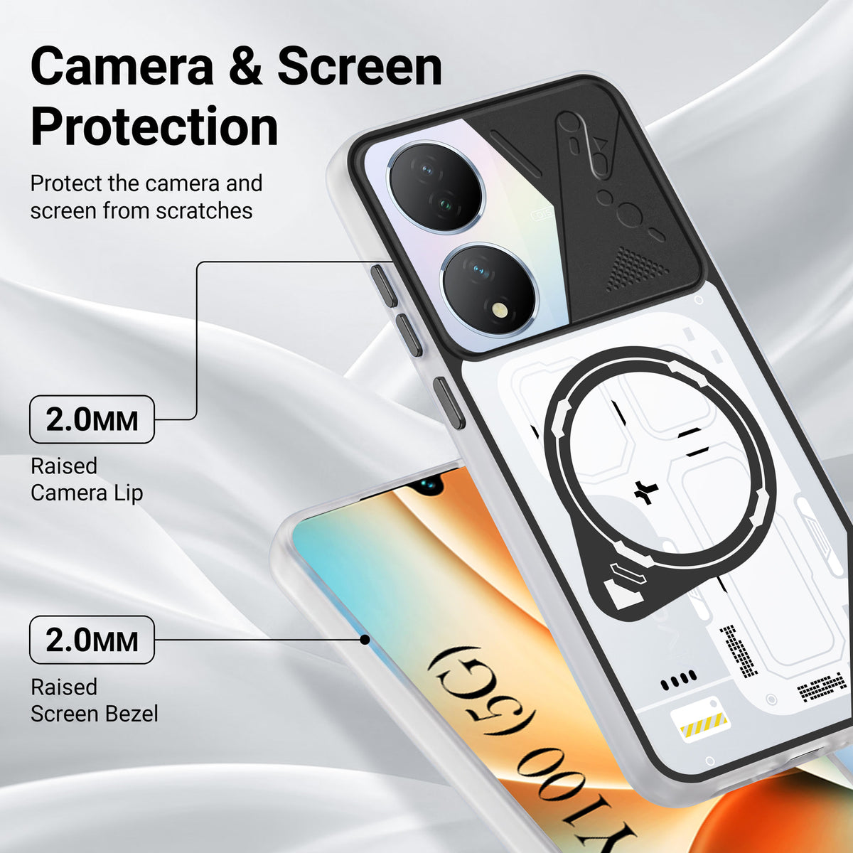 For Vivo Y100 5G Metallic Back Cover Case (Metallic Camera Protection & Buttons | Translucent Milky Shade | Hard Polycarbonate)