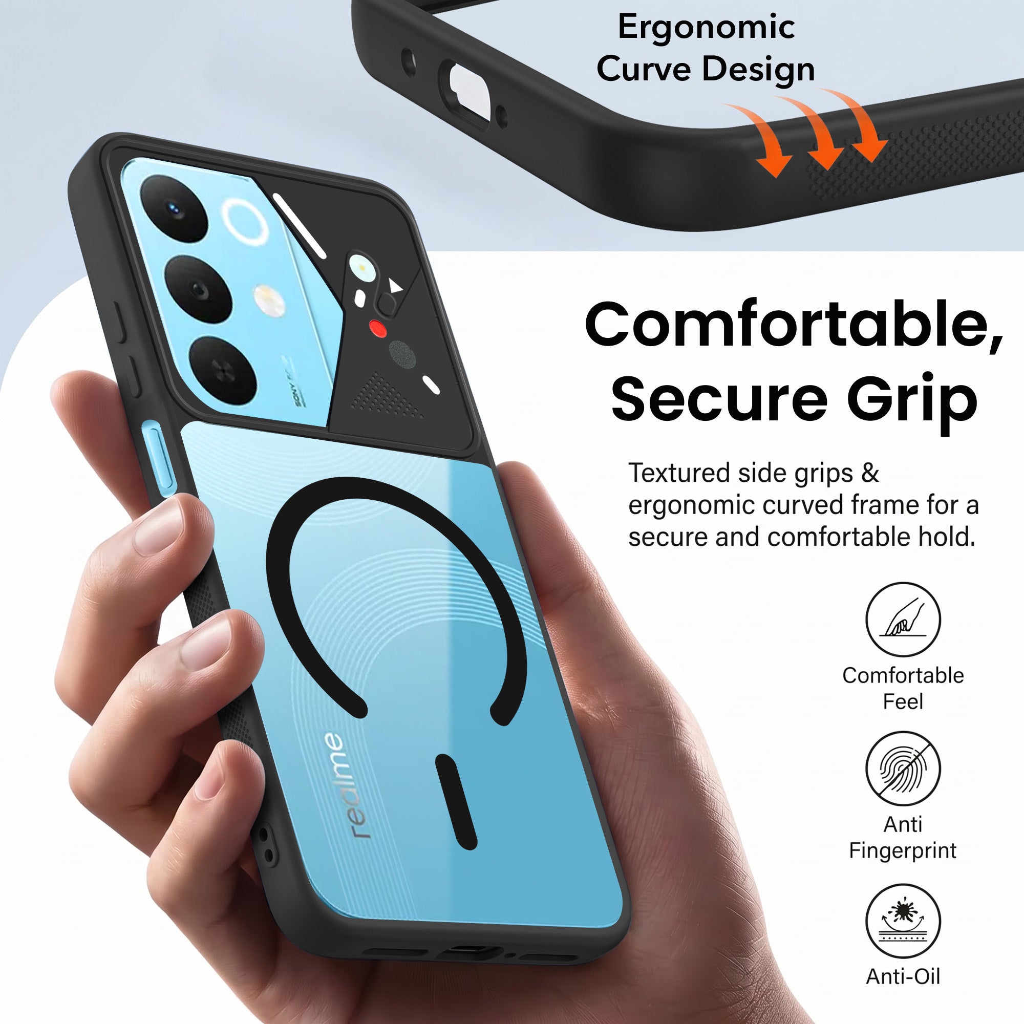 For Realme 15X Back Cover Case Lifetime Anti-Yellow Clear (Camera Protection | Side Grip | Wireless MagSafe Compatible)