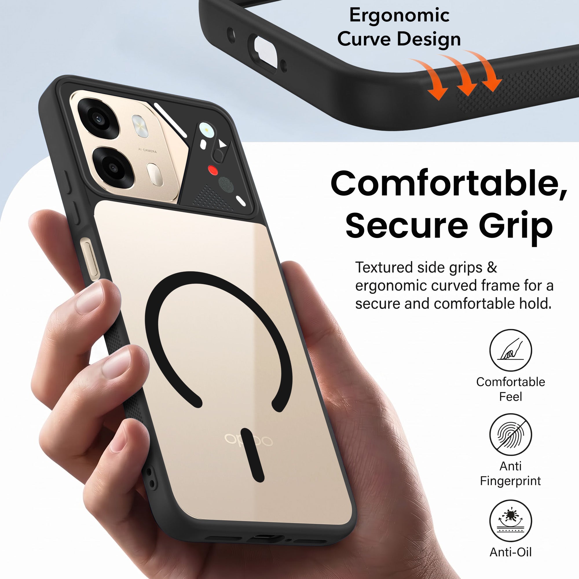 For Oppo A6 Pro Back Cover Case Lifetime Anti-Yellow Clear (Camera Protection | Side Grip | Wireless MagSafe Compatible)