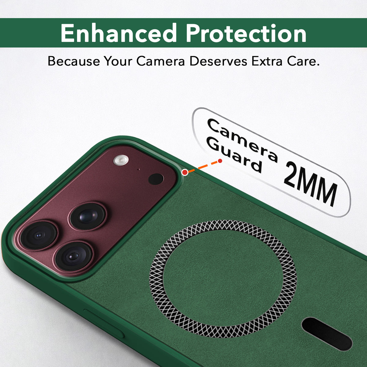 For Apple iPhone 18 Pro Max Back Cover Case Leather Finish (MagSafe Compatible Wireless Charging | Soft Touch | Camera Bump Protection)